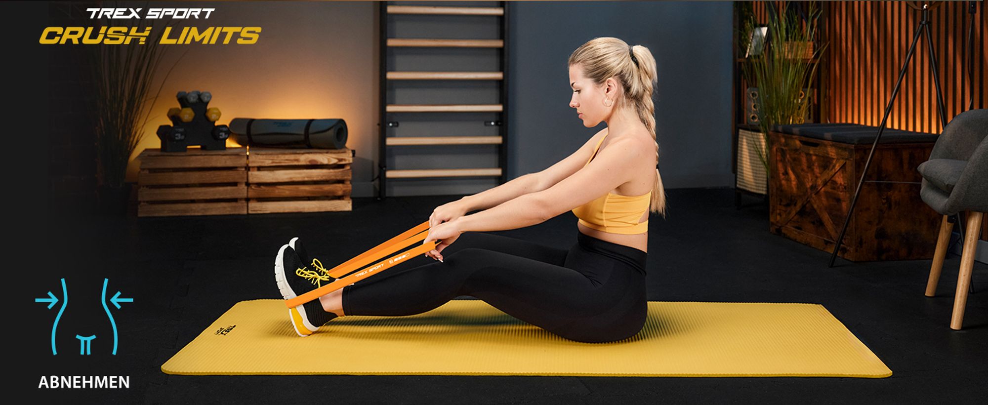 TREX SPORT Gymnastikband 3 Stück Set TX-003PBV Widerstandsband | Klimmzugband, Fitnessband 100% Latex, 2-30 kg, mit Türanker | Resistance Band Neon