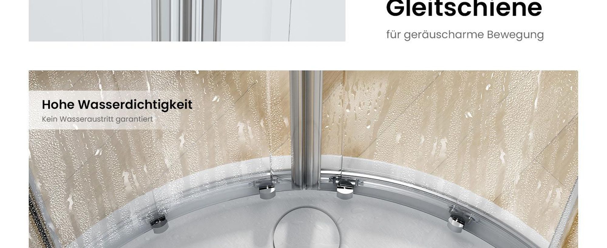 Heilmetz Duschkabine 90x90x195 cm Viertelkreis Runddusche Schiebetür, 5mm ESG Sicherheitsglas mit NANO-Beschichtung (Verstellbar)