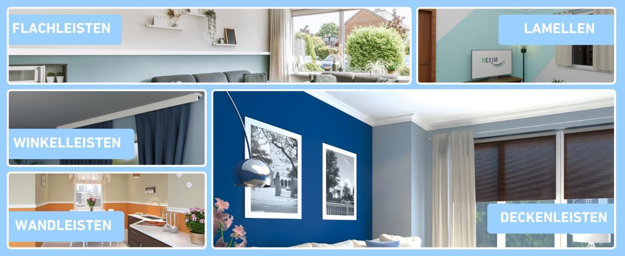 HEXIMO LED-Schattenfugenprofil Stuckleisten, indirekte Beleuchtung XPS Styropor-Trockenbau-Deckenleisten Lichtvouten-Deckenprofil (Muster HLED 15)