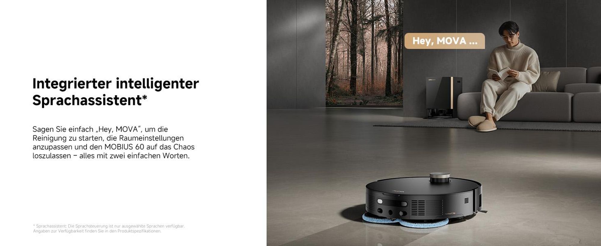 MOVA MOBIUS 60 Saugroboter – MopSwap™, 30.000 Pa, dynamisches Saugrückhaltesystem, 8 cm Hindernis, flexible Navigation, 100 °C PTC für Waschbretter
