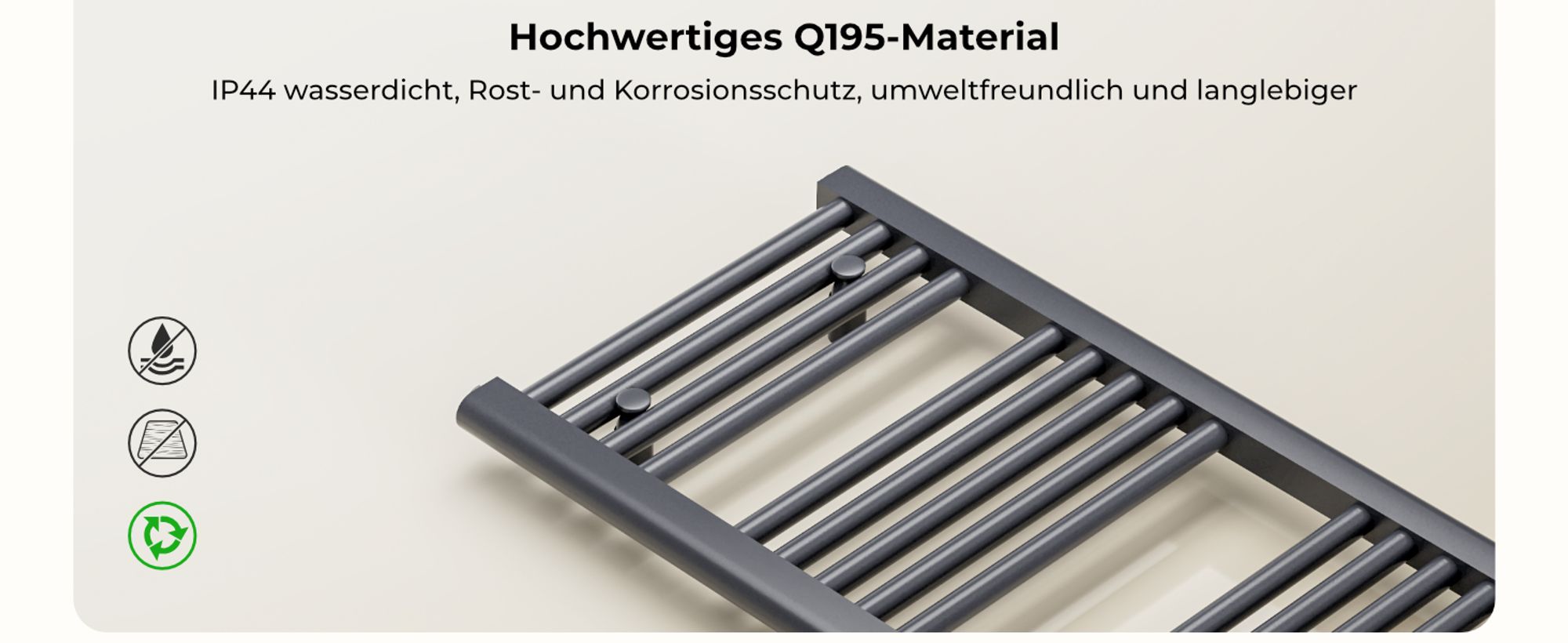 Heilmetz Badheizkörper Elektrisch Handtuchheizkörper 100 x 40 cm Anthrazit 300W Elektrischer Heizkörper Handtuchtrockner