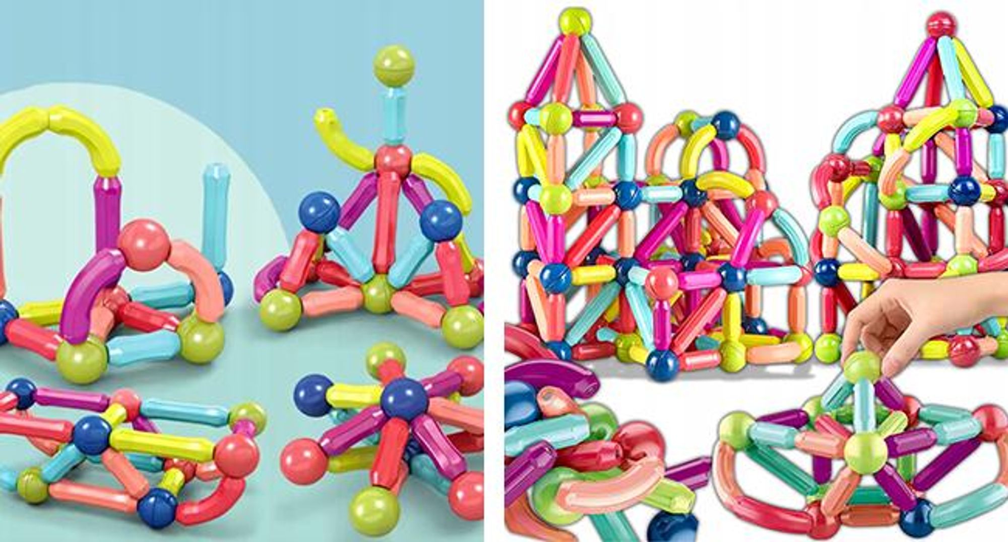 KRUMAD Magnetische Bauklötze 120 Teile - Kreatives Lernspielzeug für Kinder, große Bausteine