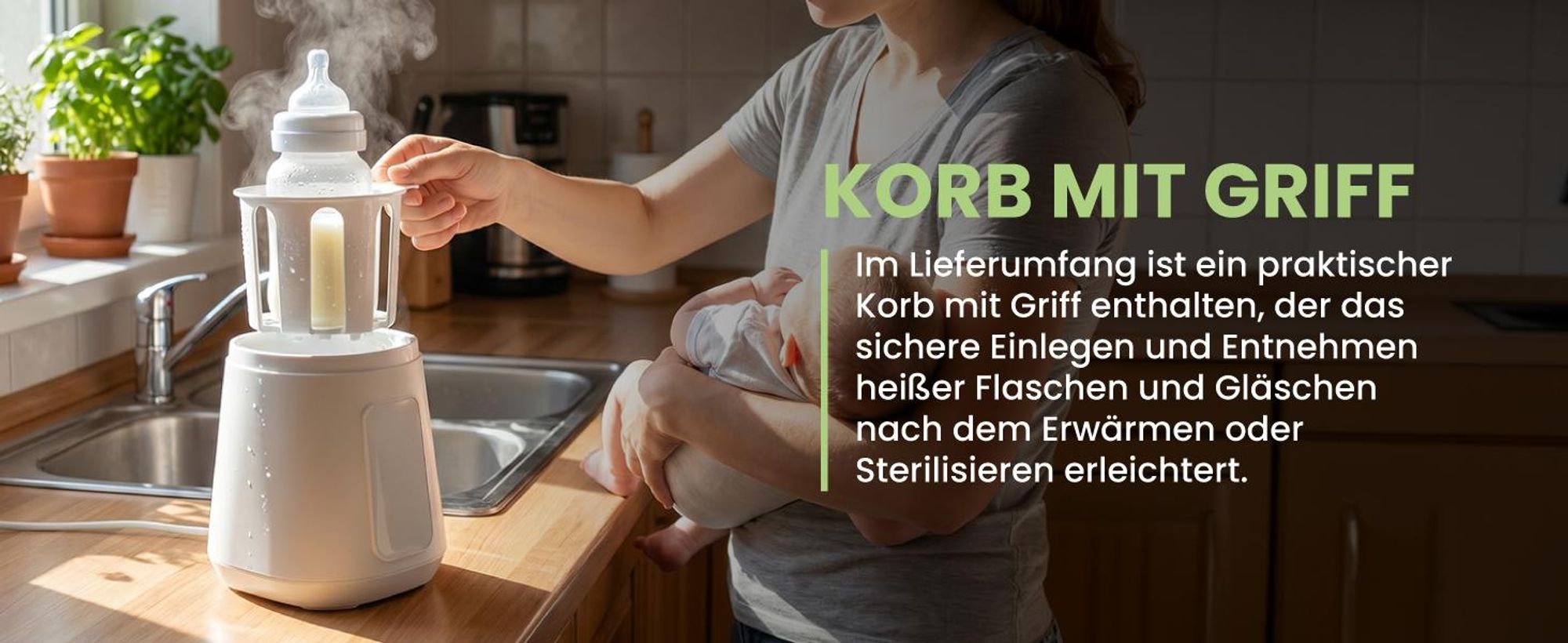 Baby Flaschenwärmer mit Sterilisator Babykostwärmer Warmhaltefunktion bis 9 St. 230W LED BPA-frei