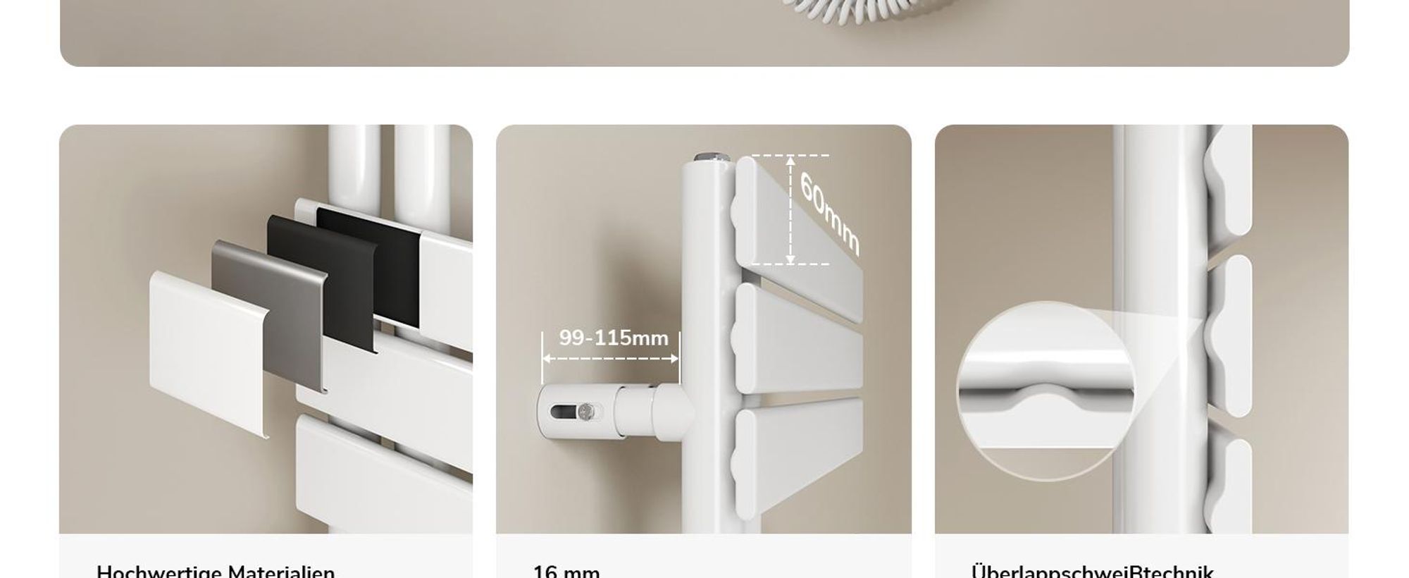 EMKE Badheizkörper Elektrisch mit Wifi App Steurung Thermostat Handtuchwärmer 1041X400mm Weiß Handtuchhalter 400W Handtuchtrockner