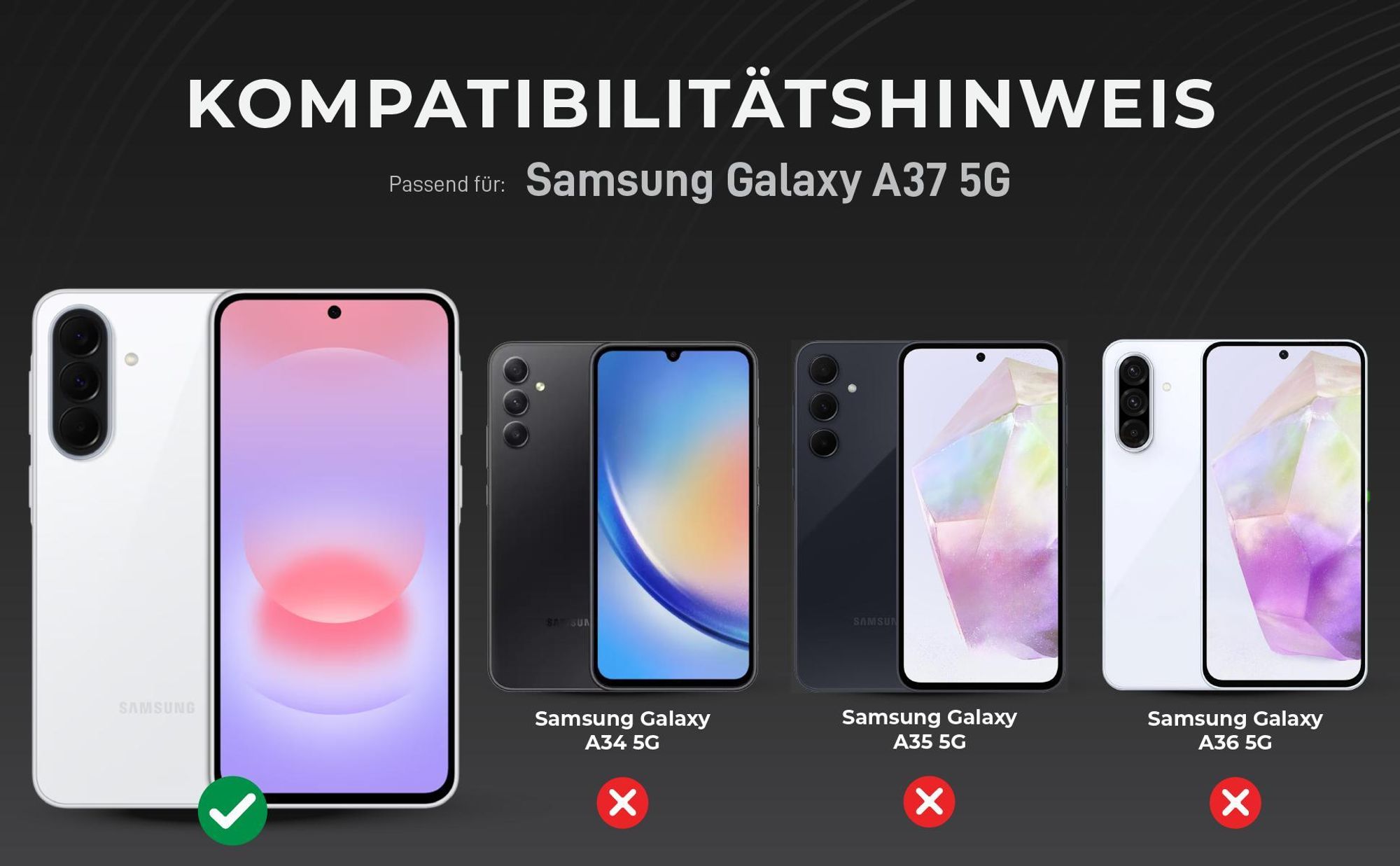 Kompatibilitätshinweise Kameraglas für Samsung Galaxy A37 5G