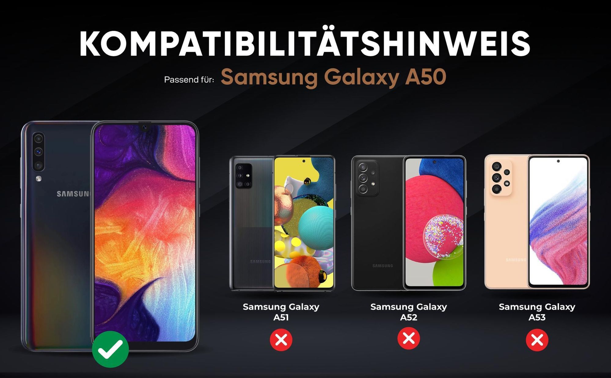 Kompatibilitätshinweise Hülle für Samsung Galaxy A50