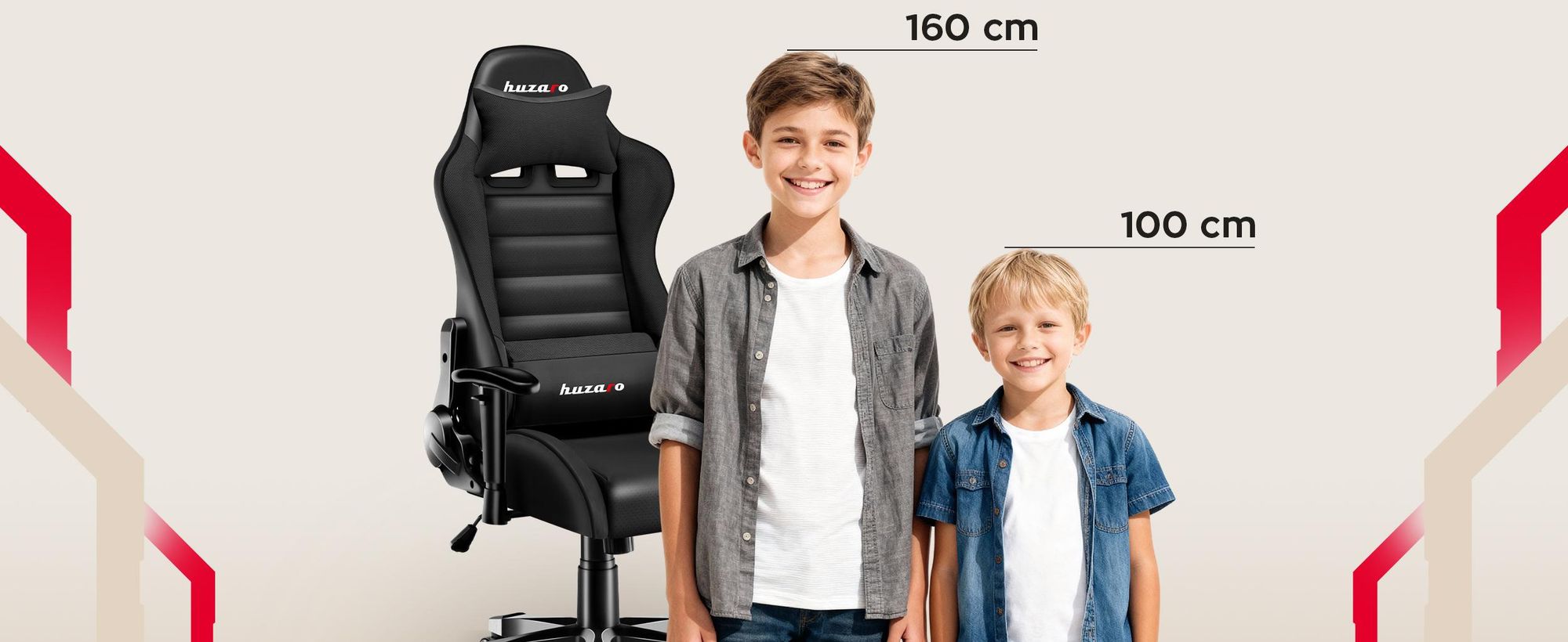 Huzaro Kinder Schreibtischstuhl Ranger 6 0 Gaming Stuhl Racing Sessel Bürostuhl Drehstuhl Gamer bis 130 kg Schwarz
