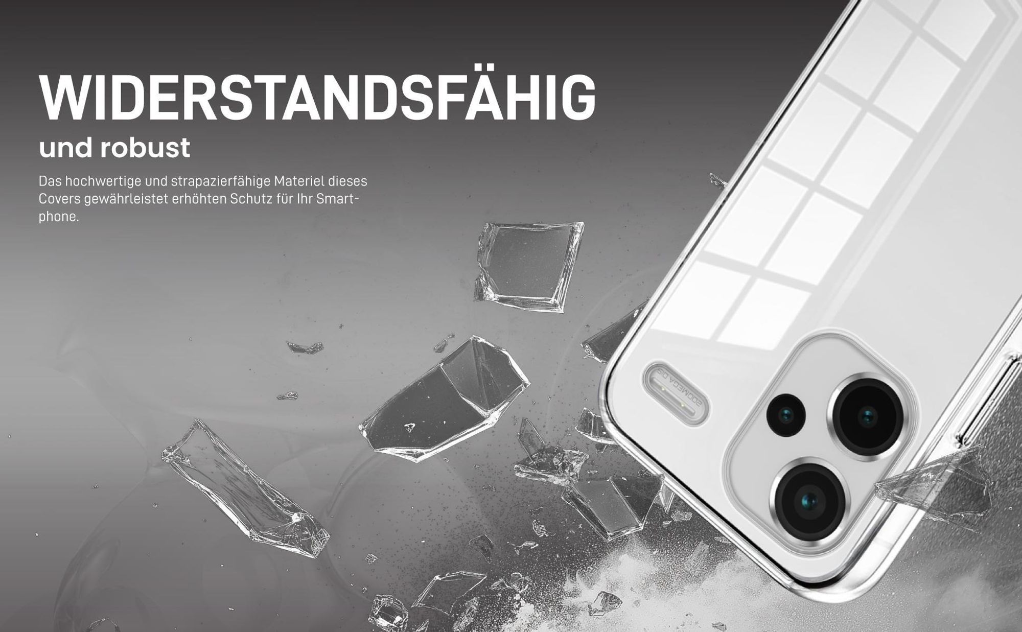 Transparentes Front Back Cover für Xiaomi Redmi Note 13 Pro+ 5G mit Aufprallschutz