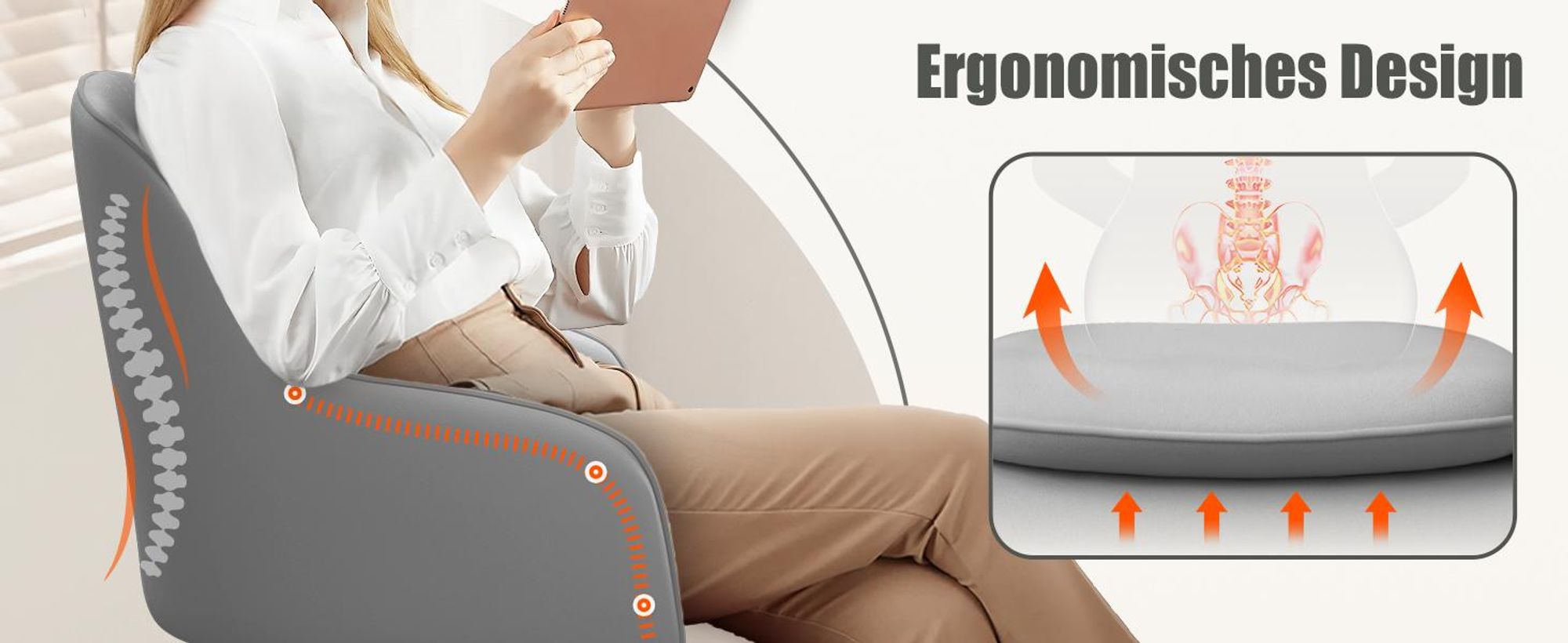 Portreen Bürostuhl, Drehstuhl,Homeoffice Stuhl,Schreibtischstuhl, bürostuhl ergonomisch, Chefsessel 150kg,Drehstuhl mit Rollen,Stuhl für Schminktisch