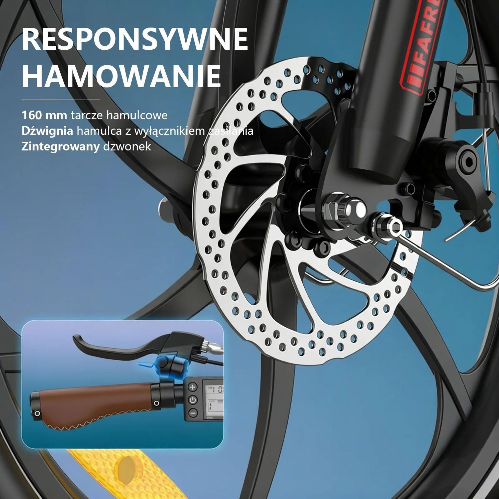 Rower Elektryczny FAFREES F20+ Pro - Silnik 250W Akumulator 36V25Ah Opony 20" Mechaniczny Hamulec Tarczowy - Błękit Aurory