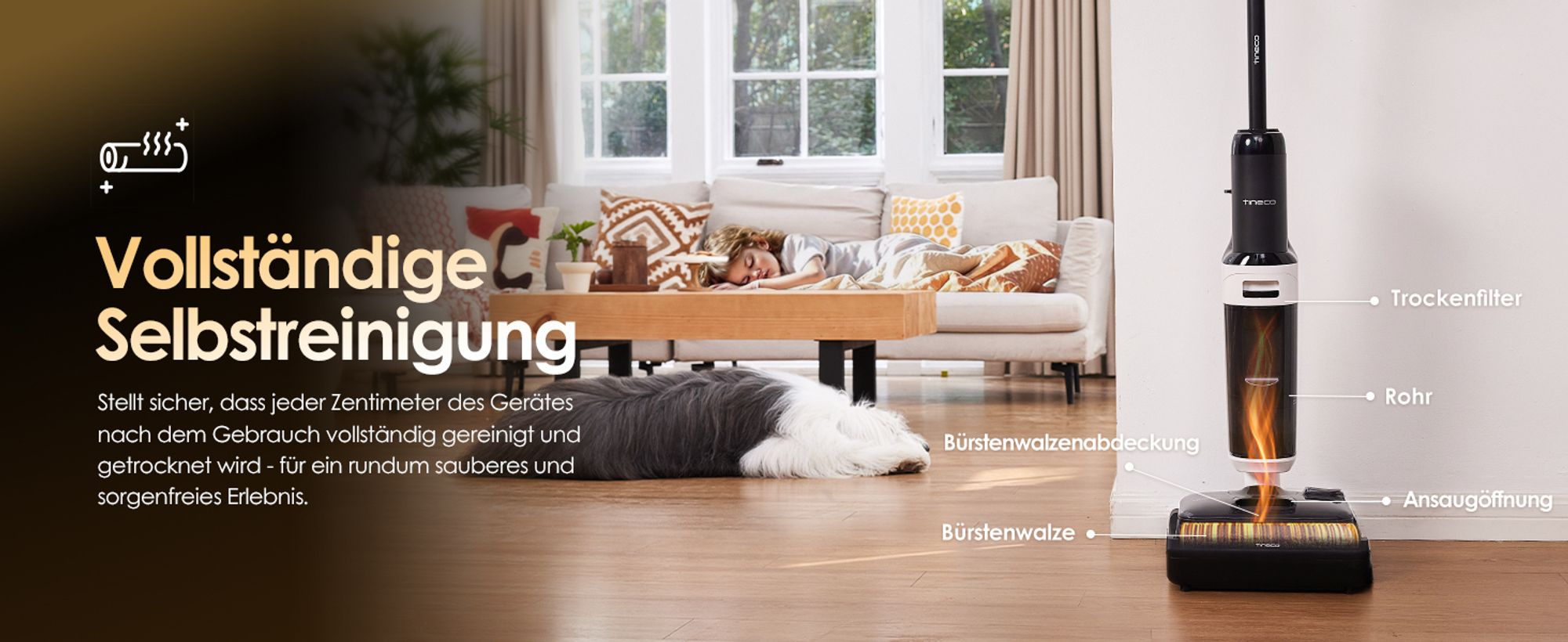 Tineco Floor ONE Switch S6 Stretch Nass Trockensauger 180° Lay-Flat 85°C Flashdry 5-in-1 Selbstreinigung Handstaubsauger, Anti-Tangle, Kantenreinigen