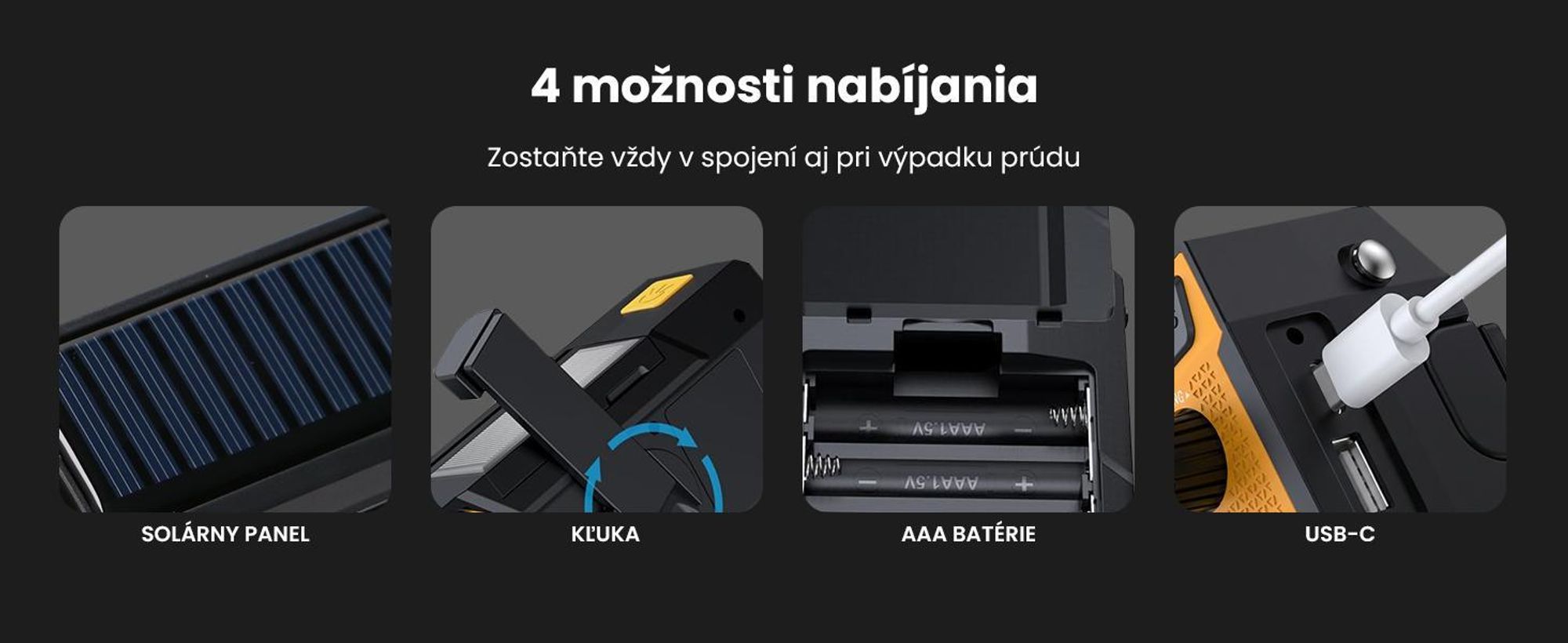 Extralink SR-4000 núdzové rádio so solárnym nabíjaním, kľukou, powerbankou 4000 mAh a LED svietidlom
