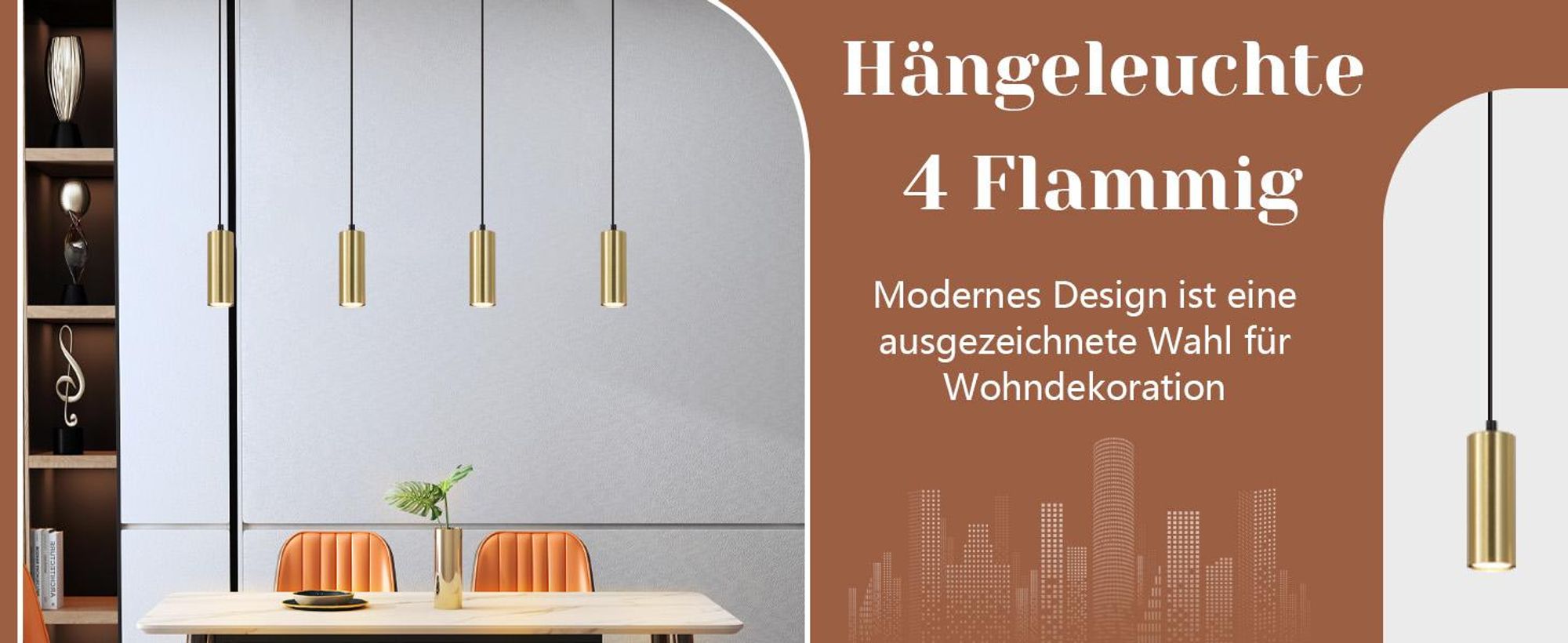 ZMH Lampada a sospensione tavolo da pranzo lampada a sospensione 4 fiamme nero oro moderno industriale lampada a sospensione Gu10 metallo tavolo da pranzo lampada per soggiorno caffè camera da letto