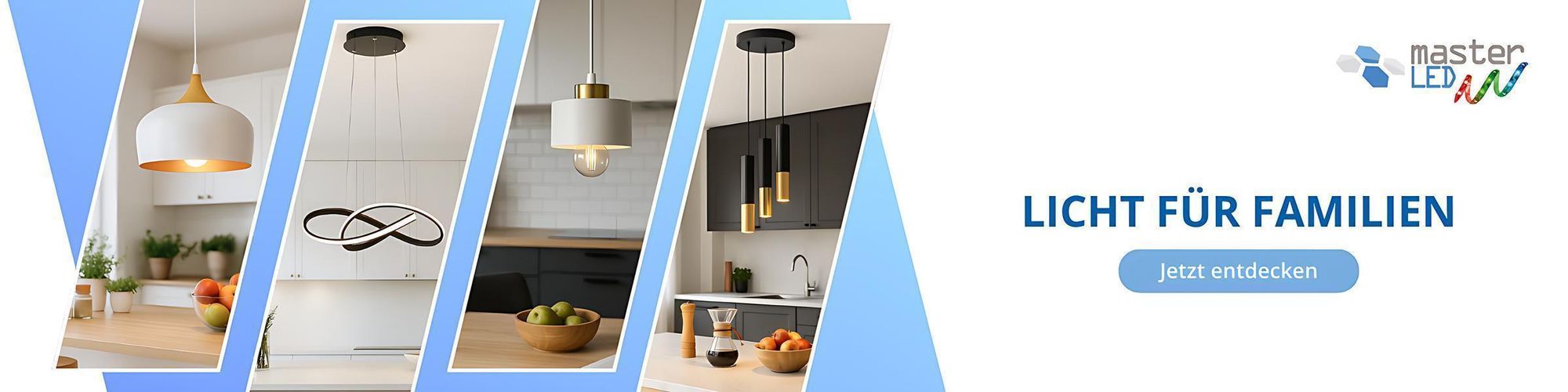 MasterLED Pendelleuchte – 3-flammig 50 cm – Weiß/Gold – E27 – hängelampe esstisch – pendelleuchte kücheninsel – ELZA