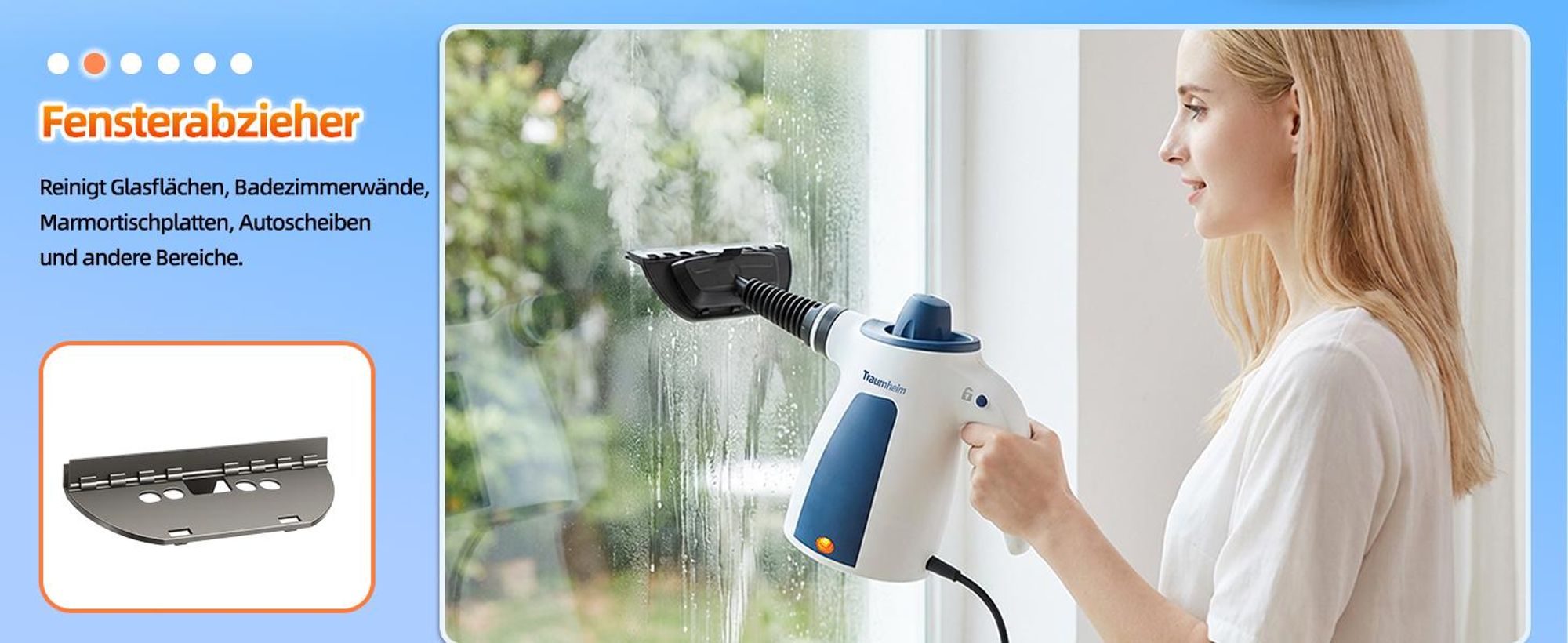 Dampfreiniger, Handdampfreiniger für das Haus Mehrzweck, 3 Bar Dampfdruck 350ML 1200W chemikalienfreier, Reinigung von Küche, Böden, Fliesen, Sofas