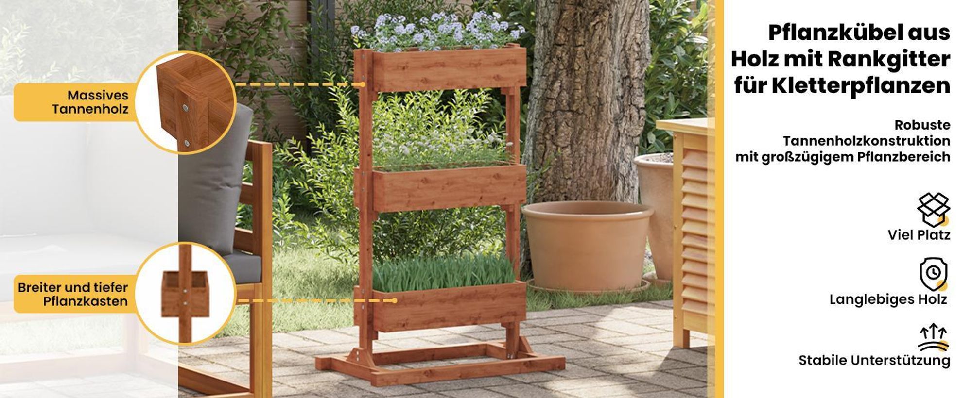 vidaXL Pflanzkübel 52x30x78 cm Tannenholz