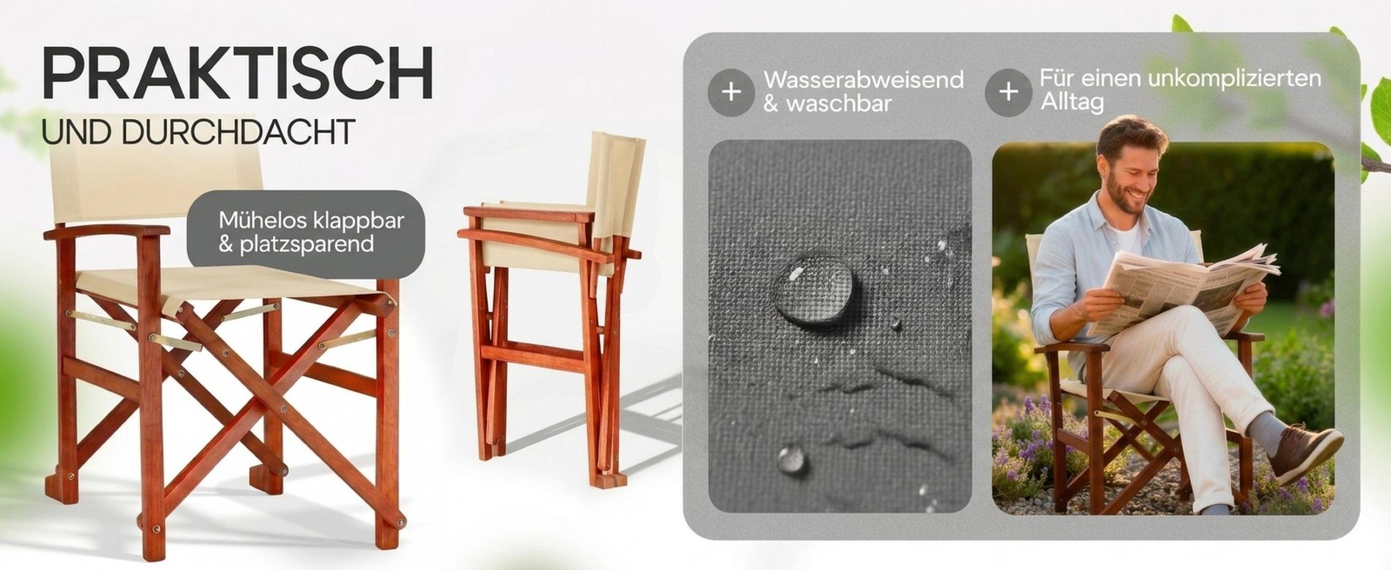 CASARIA® Regiestuhl 2er-Set, wetterfest, FSC®-Zertifiziert, rot