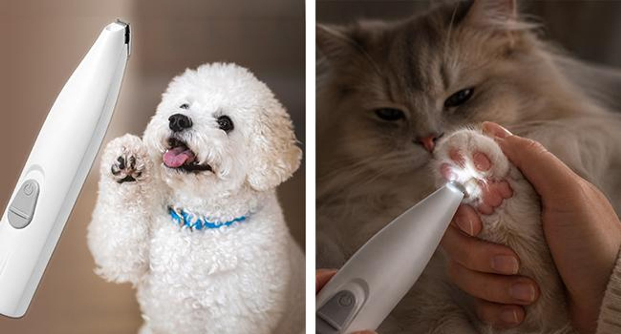 KRUMAD Pfotentrimmer, LED Tierhaarschneider  für Hunde & Katzen, mit Keramikklinge, Akku Hundeschermaschine für Pfotenpflege, 500 mAh