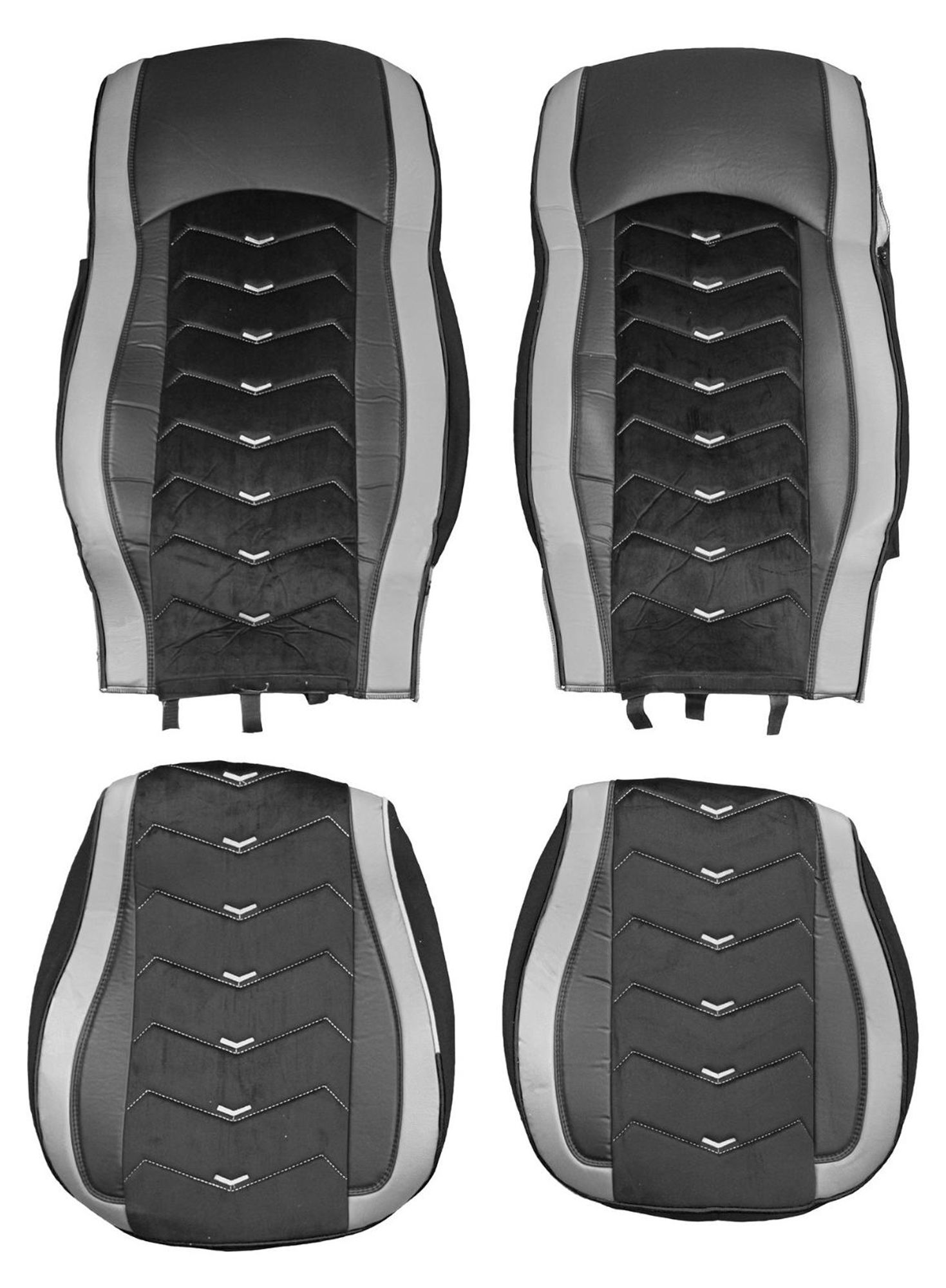 LKW Sitzbezüge passend für DAF CF XF 106 SET 1+1 Fahrer Beifahrer Truck Zubehör Grau