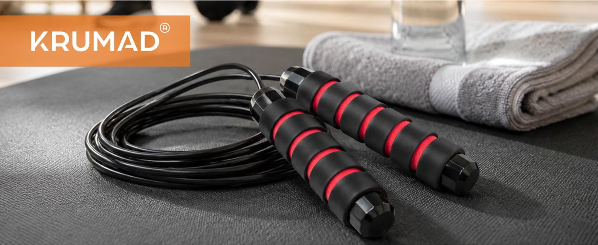 KRUMAD Springseil Fitness 280 cm, Speed Rope mit Schaumgriffen, Hüpfseil für Cardio, Boxen, Crossfit und Ausdauertraining