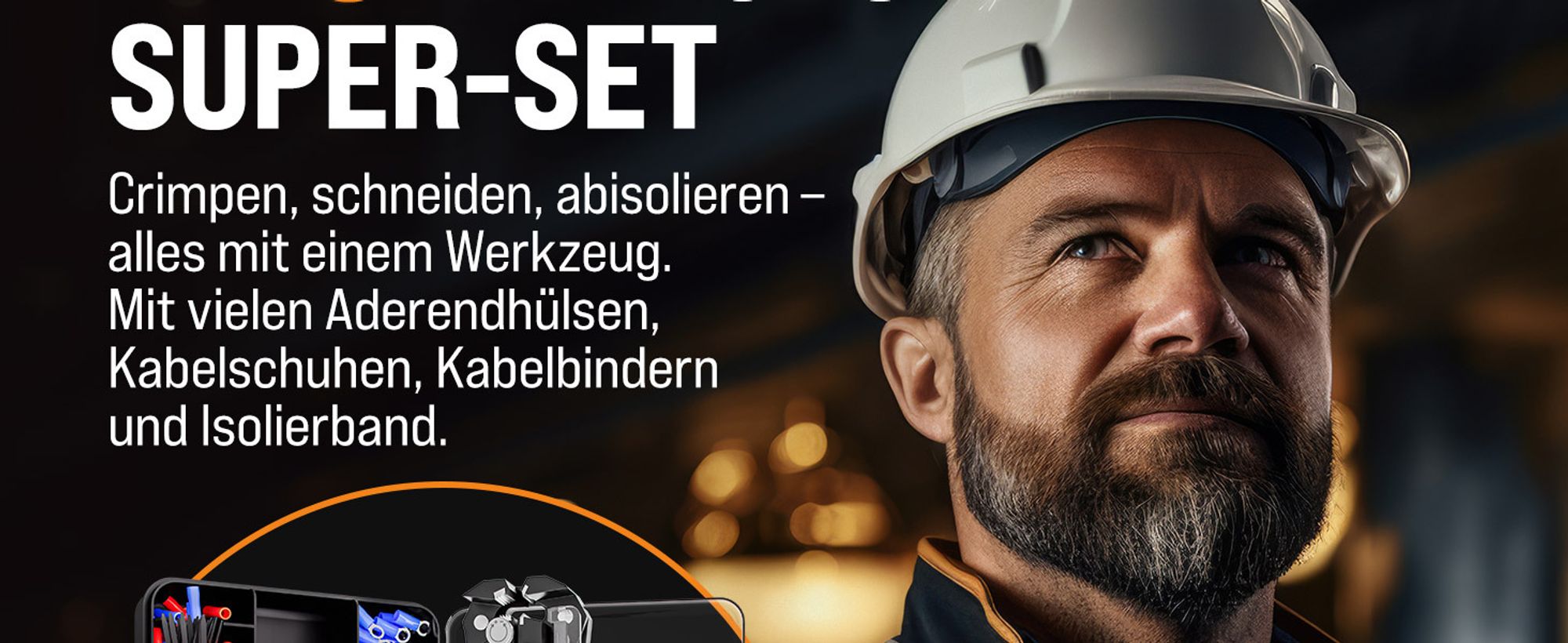 MONZANA® Abisolierzange 3in1 Set 220-teilig Zubehör Box 0,2-6mm² Stahl Automatisch Isolierband Kabelbinder Elektro Abisolierwerkzeug Crimpzange Kabel
