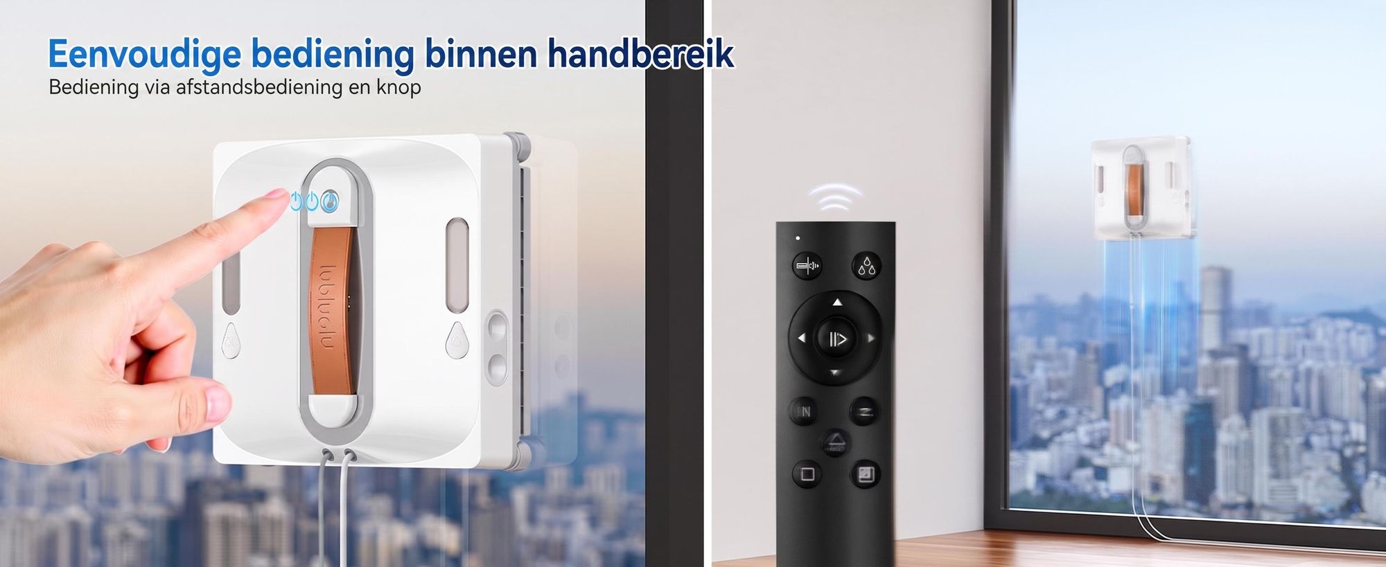 Lubluelu CHYW201 Slimme Ramenwasrobot, 9000 Pa, Automatische Routeplanning, Randreiniging, Wasbare Microvezeldoeken, Dubbele Sproeiers