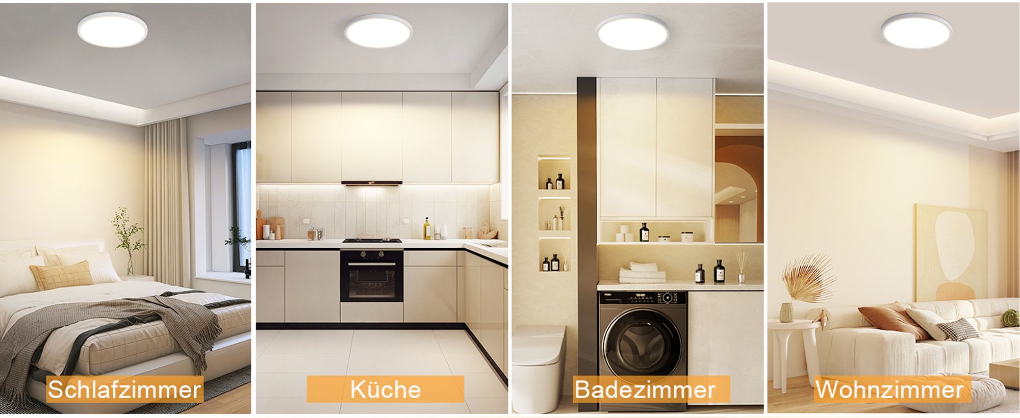 ZMH Deckenlampe LED Deckenleuchte Flach Schlafzimmerlampe 18CM Badezimmerlampe 15W Küchenlampe Schlafzimmer weiß Deckenbeleuchtung Flurlampe Decke Badlampe 4000K für Küche Flur