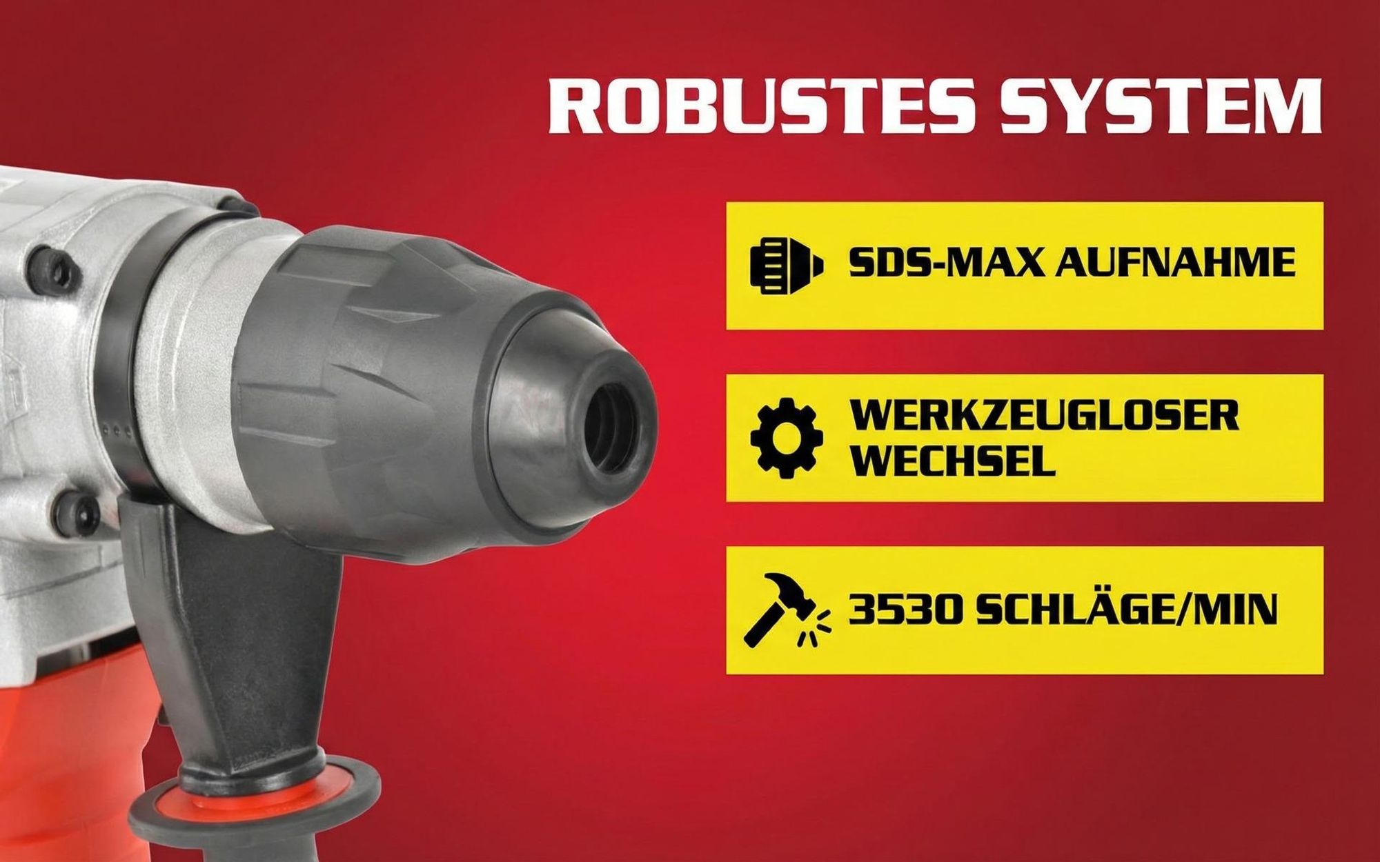 HECHT 1069 Bohrhammer SDS-Max | 1600 W | mit Koffer | inklusive viel Zubehör
