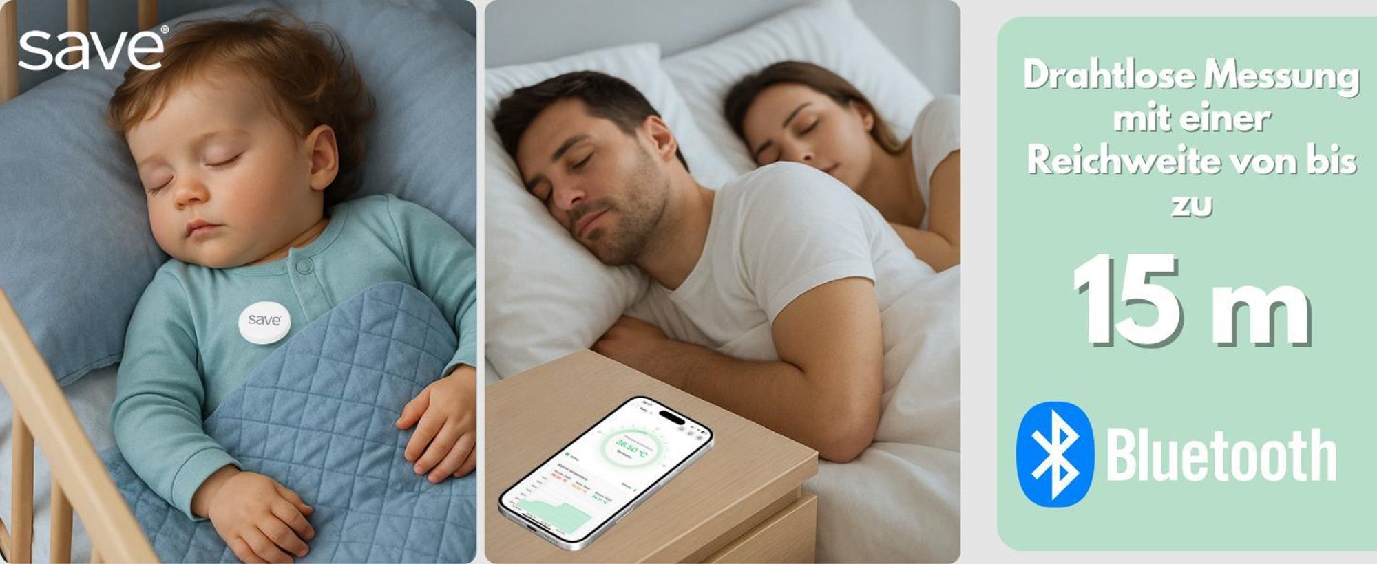Drahtloses Thermometer für Kinder, intelligente medizinische Fieberalarm-App
