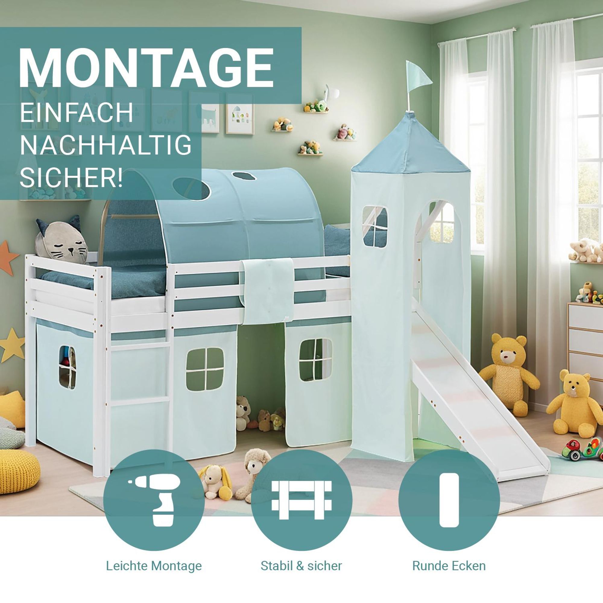 Einfach Montage, nachhaltig und sicher durch runde Ecken und Kanten.
