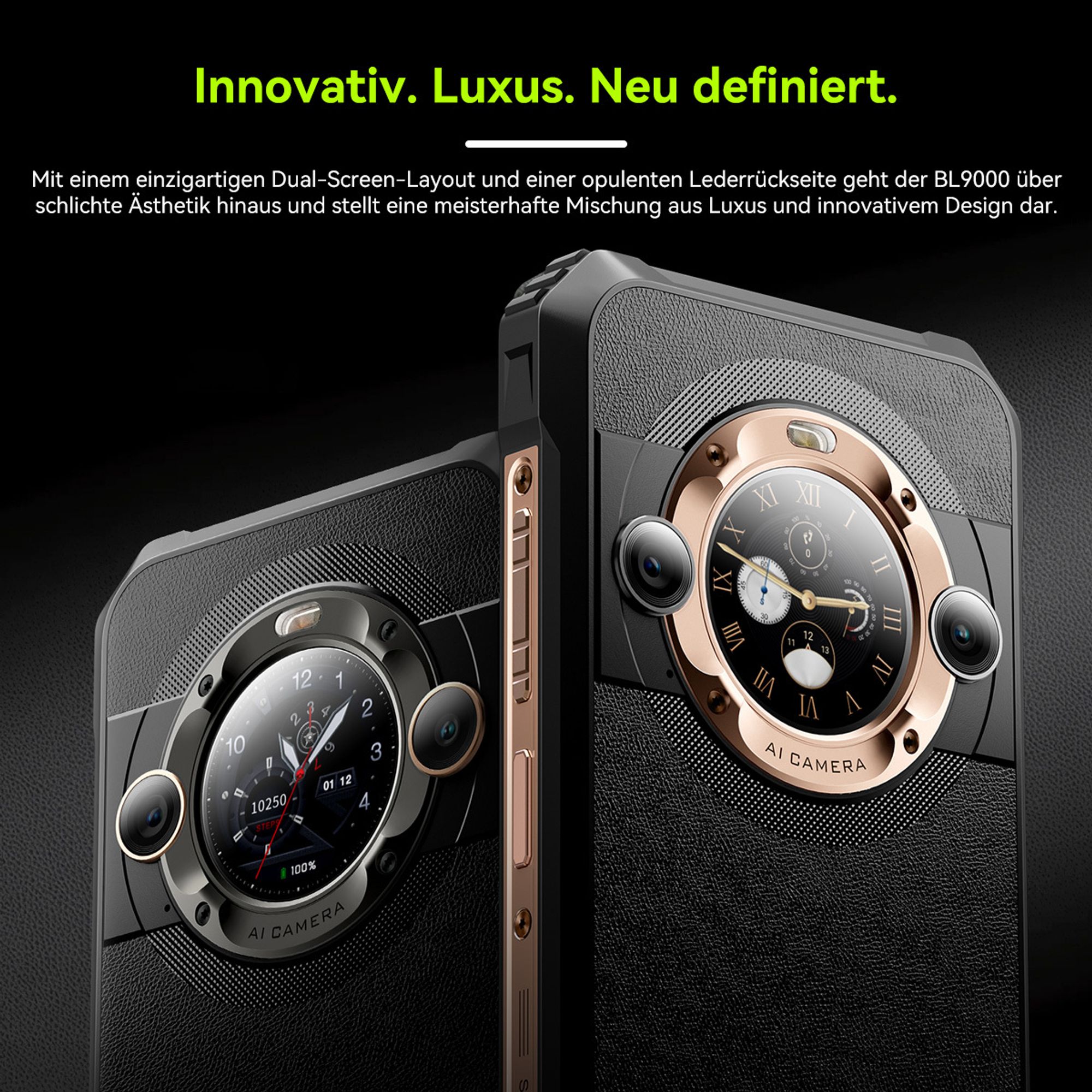 Blackview BL9000 5G AI Outdoor Handy, 24GB RAM 512GB ROM MediaTek Dimensity 8020 Ohne Vertrag,6.78'' FHD+1.32'' Zurück Dsiplay, 8800mAh/120W/NFC