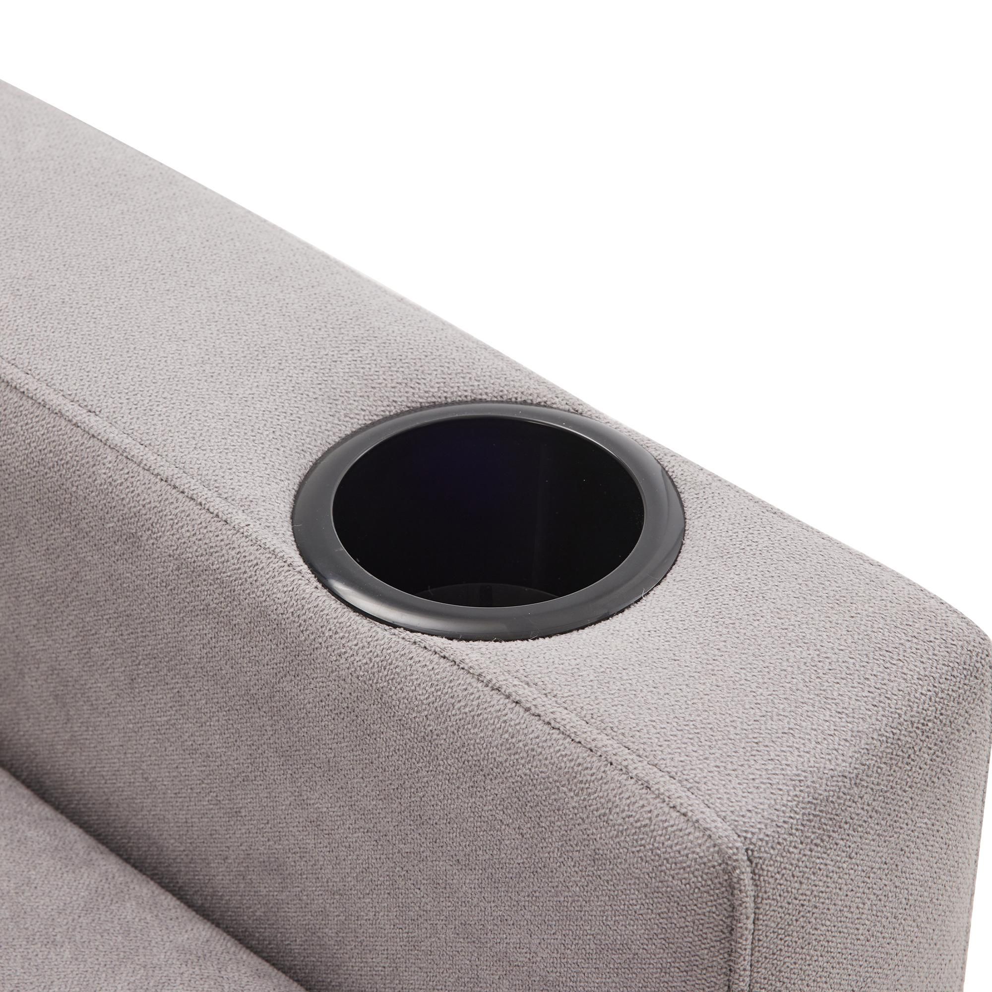 Merax Ecksofa, L-Form Sofa mit Bettkasten, Getränkehalter, 2 Kissen geliefert, Wohnzimmersofa, Couch, Couchgarnitur, Leinen, Hellgrau