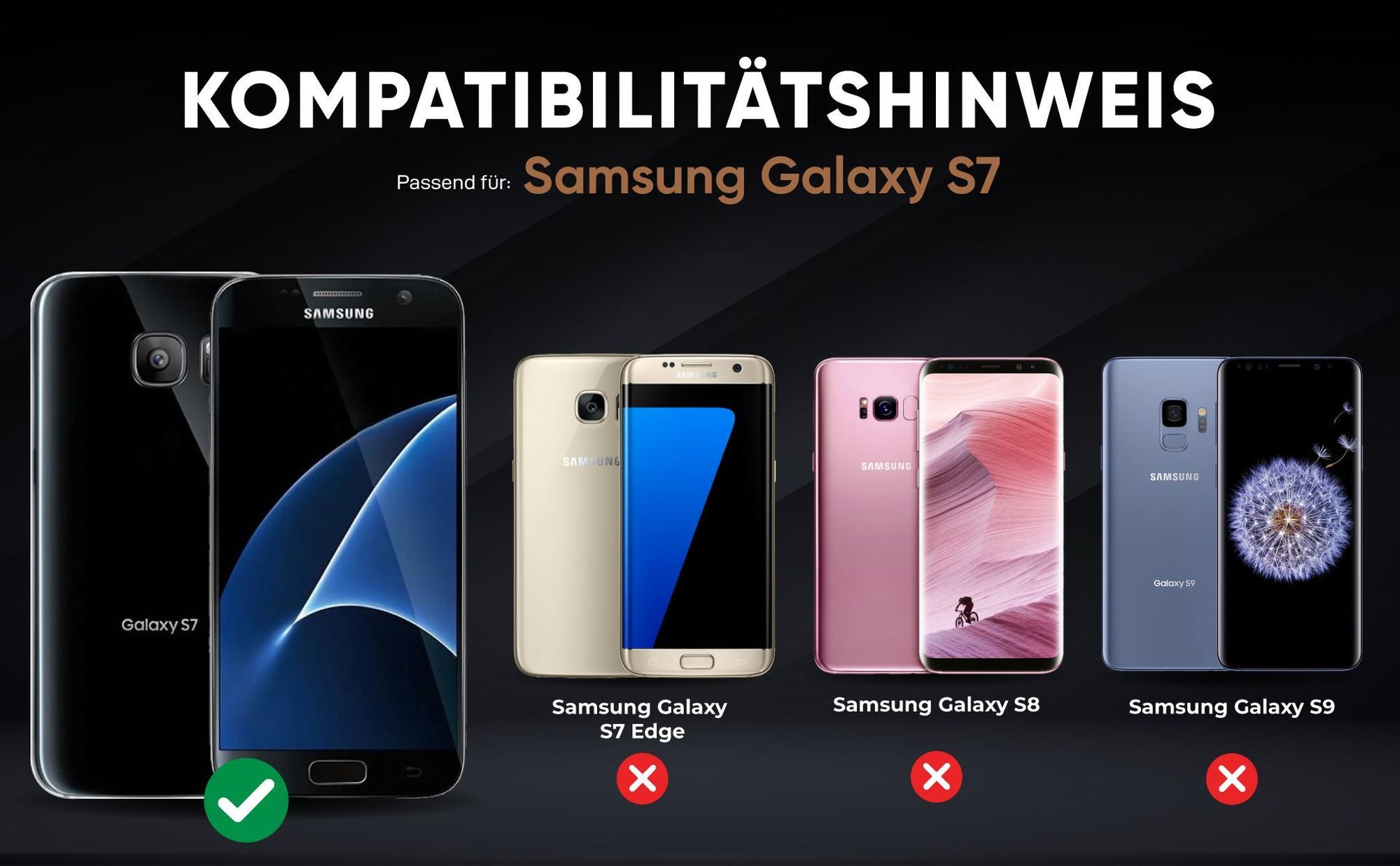 Kompatibilitätshinweise Hülle für Samsung Galaxy S7