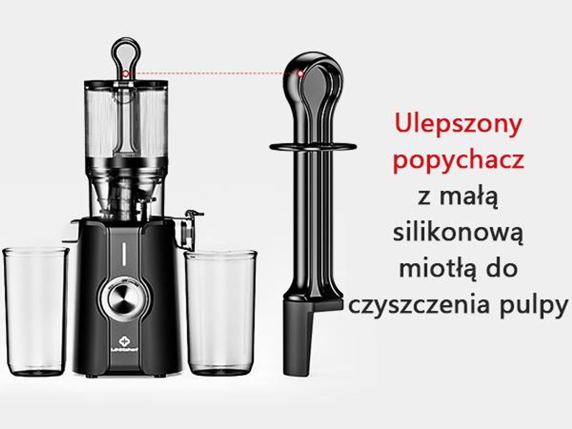 LINKChef SJ-051-EU-BL Wolnoobrotowa Sokowirówka -   200W Moc 1.2L Duża pojemność Dwie tacki do podawania sokuŁatwe czyszczenie - Czarny