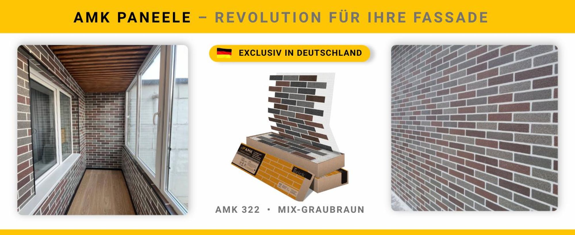AMK Fassadenpaneele 322 Mix-graubraun – fertiges Objekt