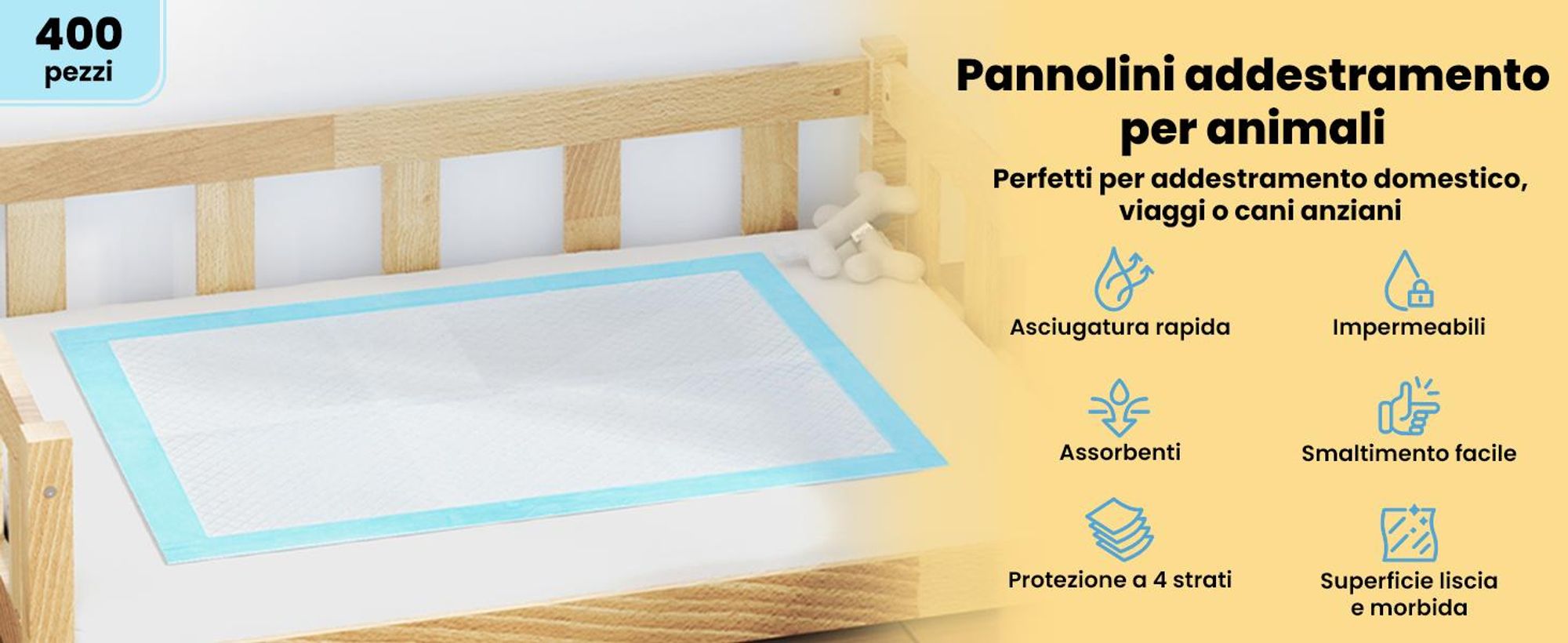 vidaXL Tappetini igienici per cani 400 pezzi 45×33 cm in tessuto non tessuto