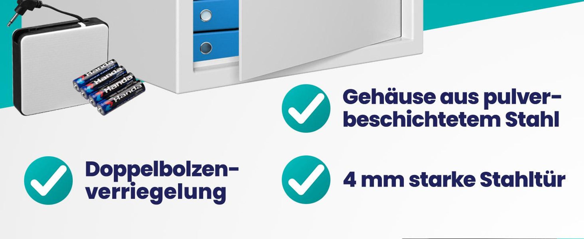 DEUBA® XXL elektr. Tresor 35x40x40cm 4mm Türstärke Doppelstahlbolzen Innenbeleuchtung inkl. Montagematerial Safe Möbeltresor Dokumententresor Silber