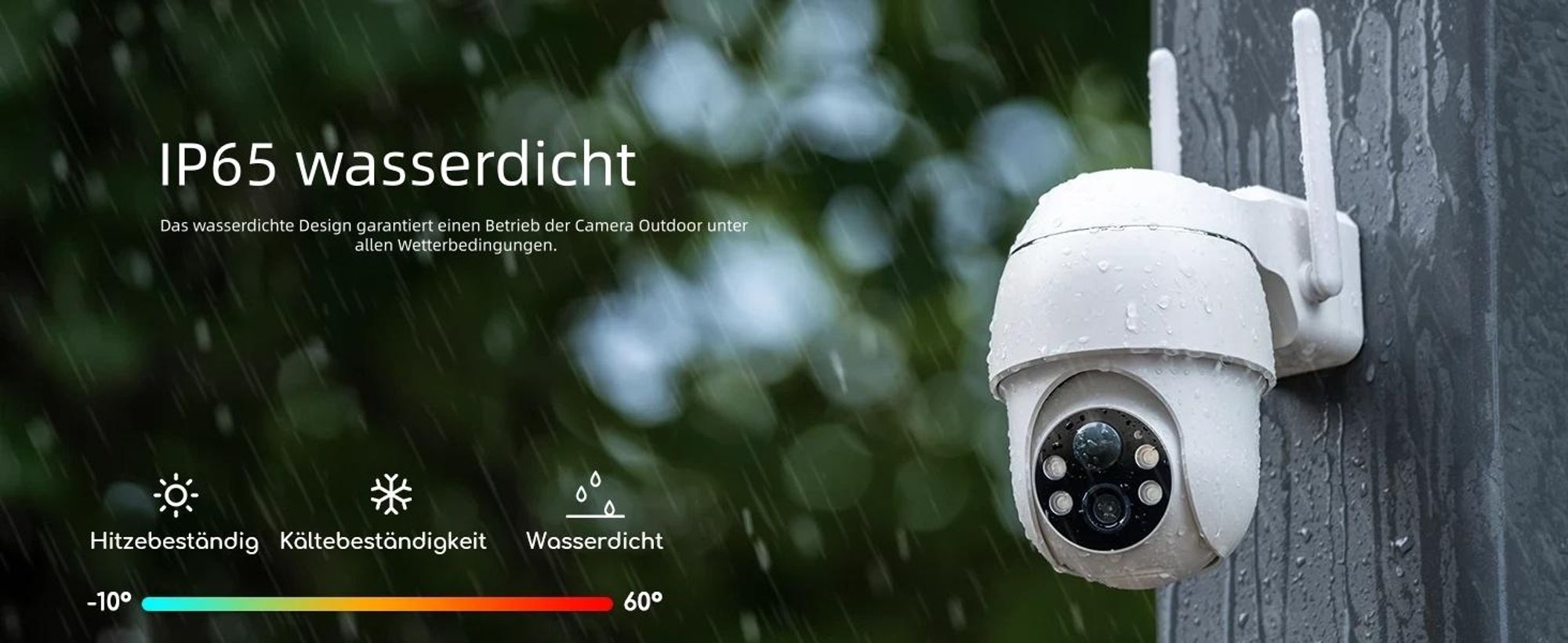 2K Überwachungskamera Aussen Akku, 355° und 90° Schwenkbar, WLAN IP Kamera Outdoor mit Farbnachtsicht Personen/Bewegungserkennung, IP66, wit64GB