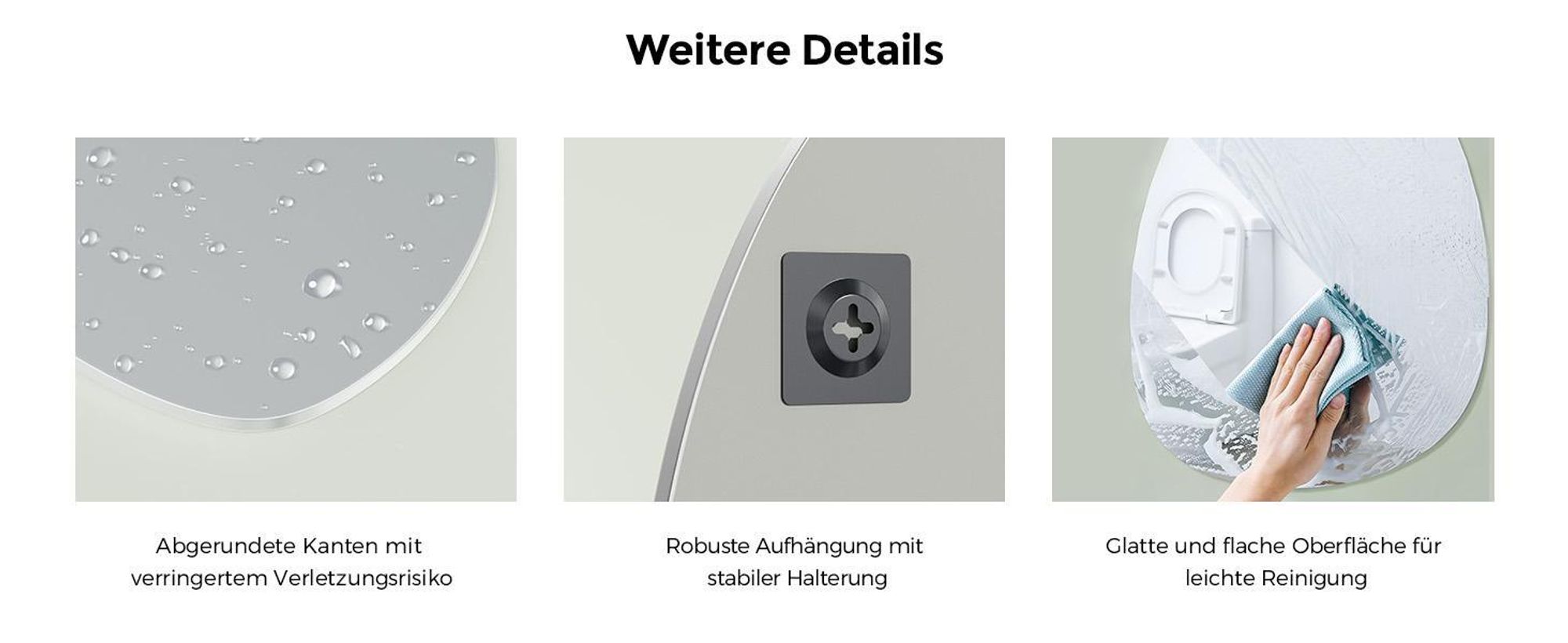 S'AFIELINA Wandspiegel asymmetrisch 75×55cm ohne Rahmen Deckospiegel Badspiegel für Wohnzimmer, Badezimmer und Schlafzimmer