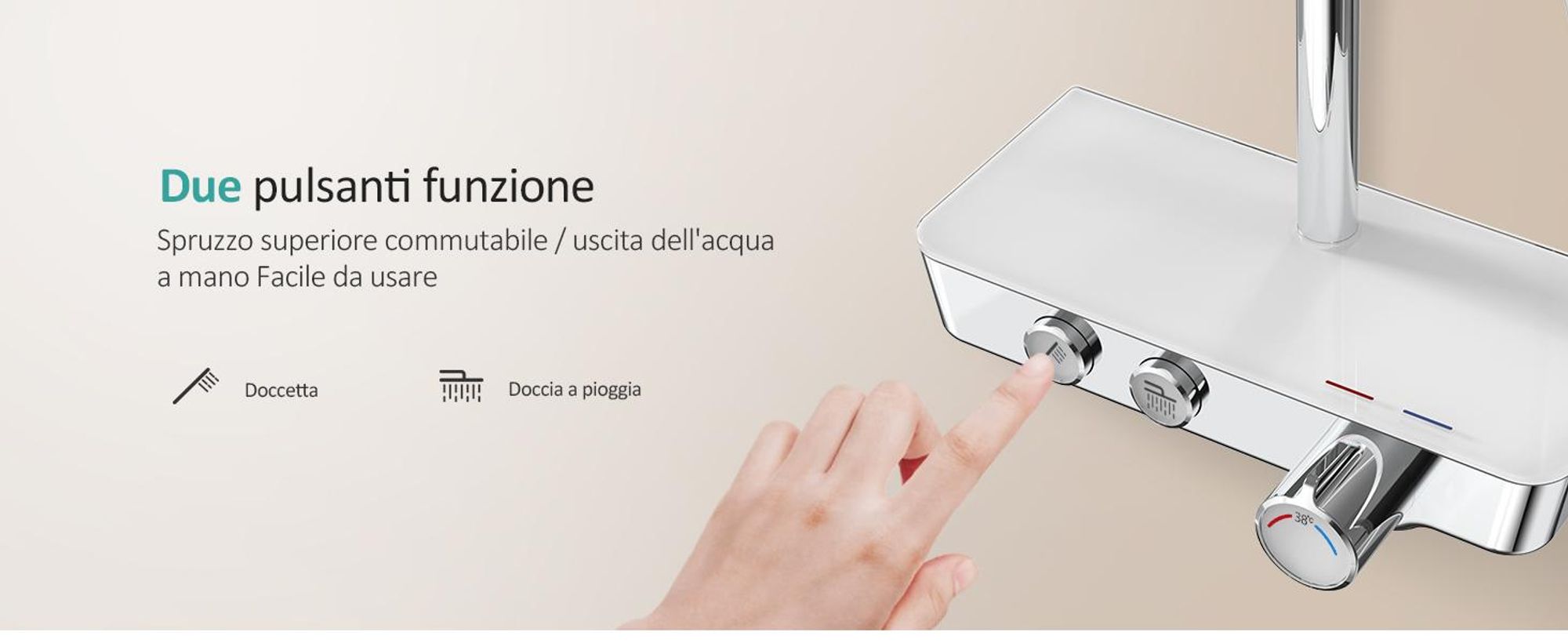 Sistema doccia EMKE con termostatico Set doccia in acciaio inox con doccetta a 3 funzioni, doccia a pioggia, pannello doccia, rubinetteria per vasca e doccia, KTW, cromo - F08