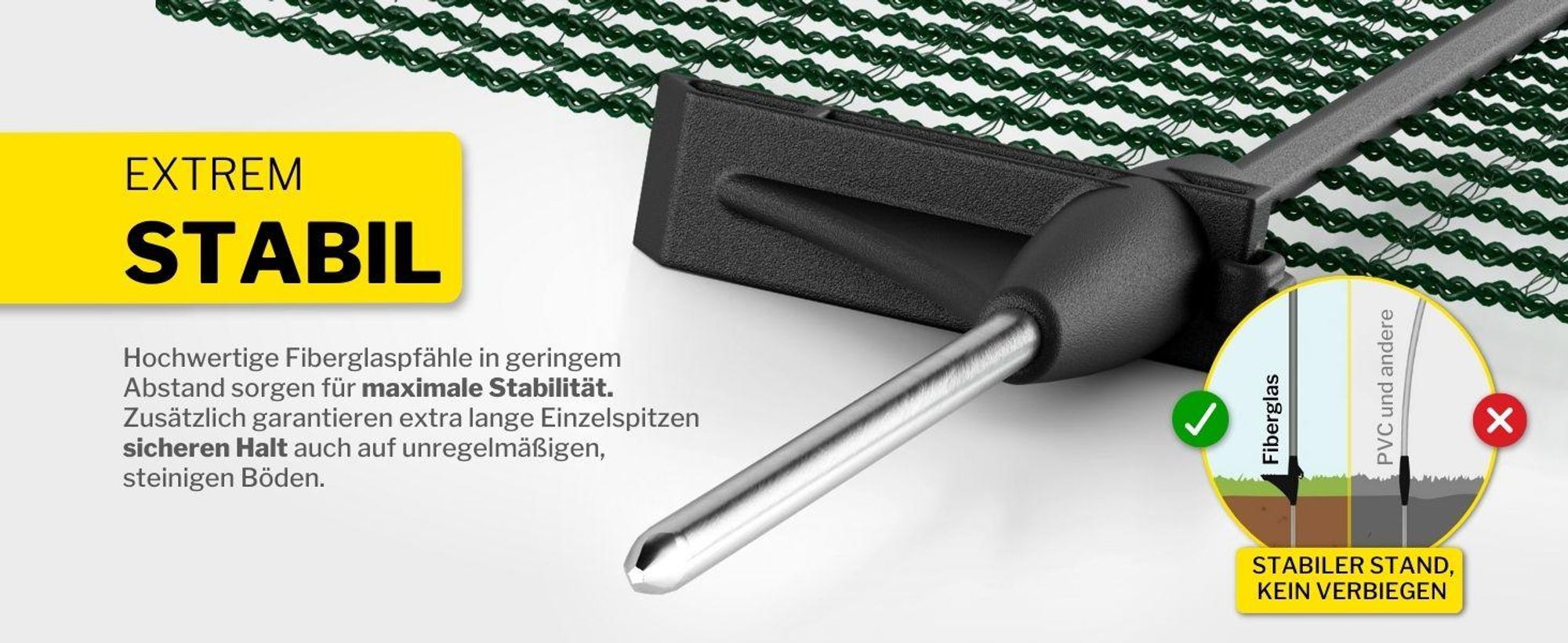 horizont Begrenzungszaun FIX 15 m x 65 cm – mobiler Zaun für Welpen, kleine Hunde und Kleintiere