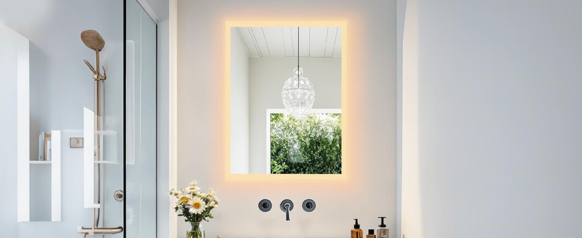 WISFOR Badspiegel mit Beleuchtung beschlagfrei 60 x 80 cm, LED Badspiegel Lichtspiegel Wandspiegel mit Touch-schalter Dimmbar