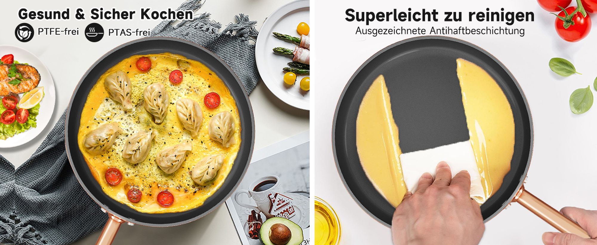 Topfsets 8-tlg Kochtopf Set Induktions mit Antihaftbeschichtung, Enthält 2 Bratpfannen & 3 Kochtöpfe, für Alle Herdarten Kochgeschirr Set