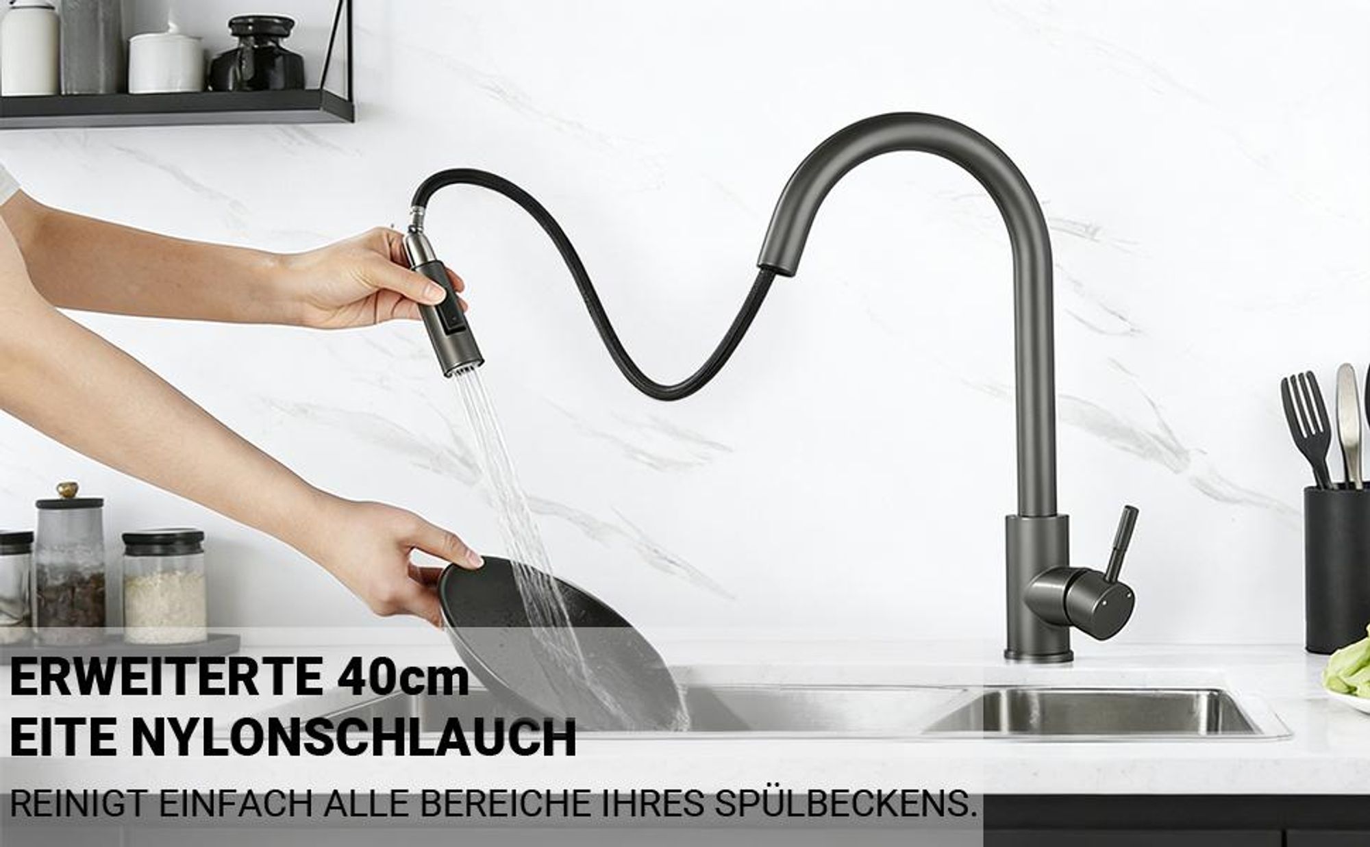 Ausziehlänge der Brause: bis 40 cm