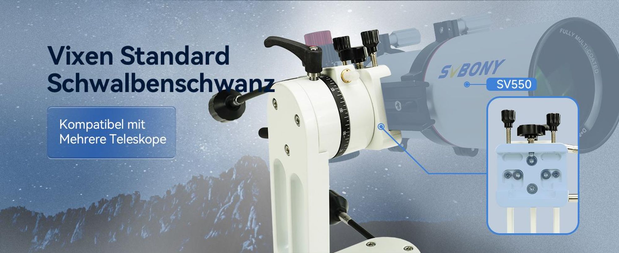 Svbony SV225 Azimutale Teleskop Montierung, Aluminium Alt/Az-Montierung mit Einstellbarer Winkel CNC Hohlstruktur, Teleskopzubehör