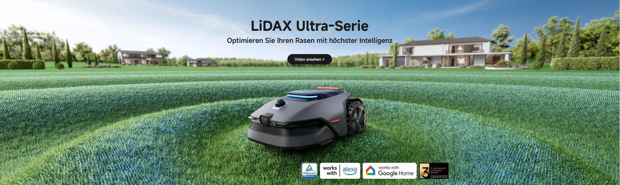MOVA LiDAX Ultra 800 Mähroboter inkl. Sonnendach – 3D-LiDAR & AI Vision, 500–800㎡, Präzise Navigation
