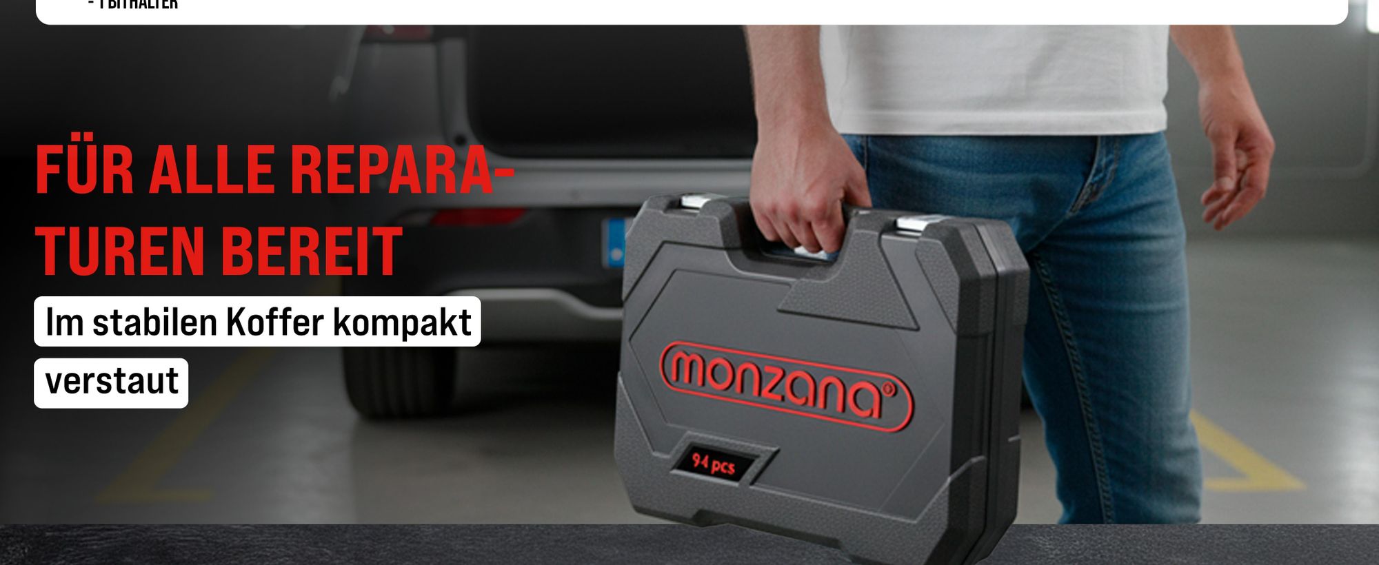 MONZANA® Steckschlüsselsatz 94 tlg. CV-Stahl 1/4" + 1/2" Transportkoffer Nusskasten Knarrenkasten Ratschenkasten