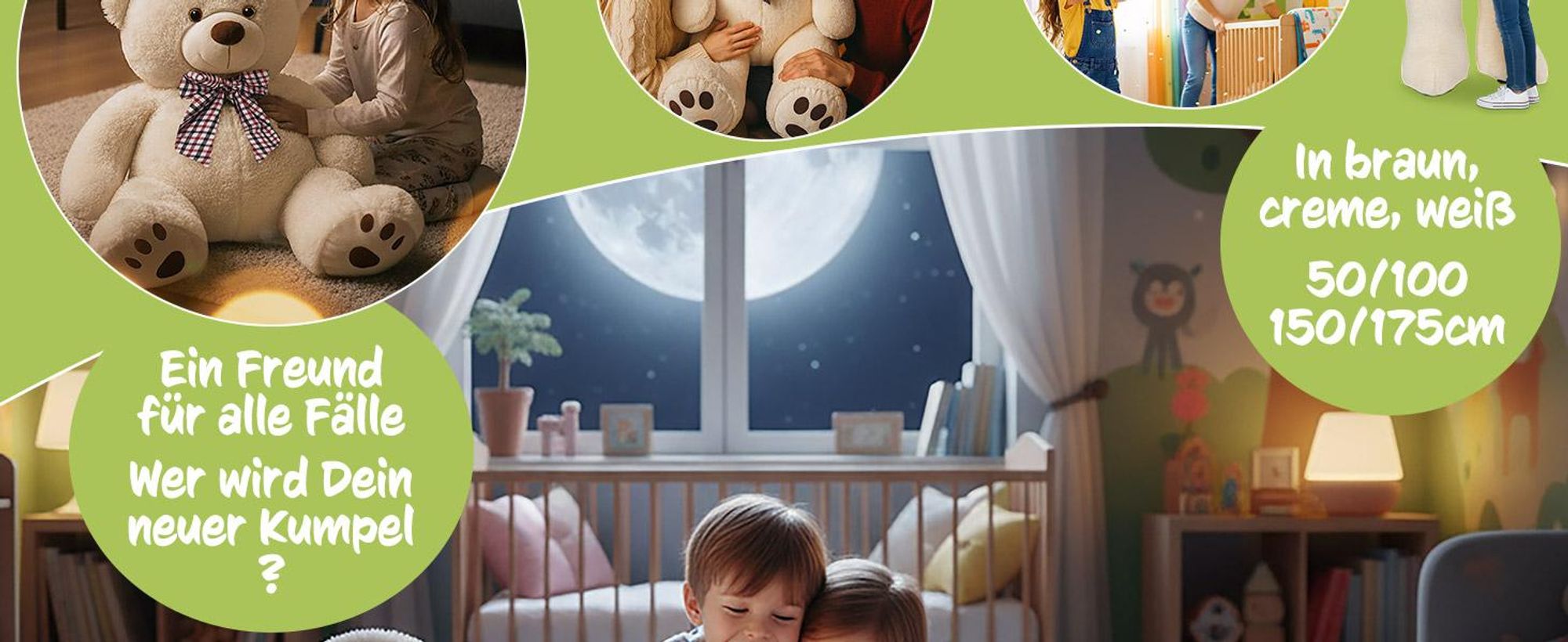 Monzana Teddybär L 50 cm Weiß, weiches Kuscheltier aus Plüsch