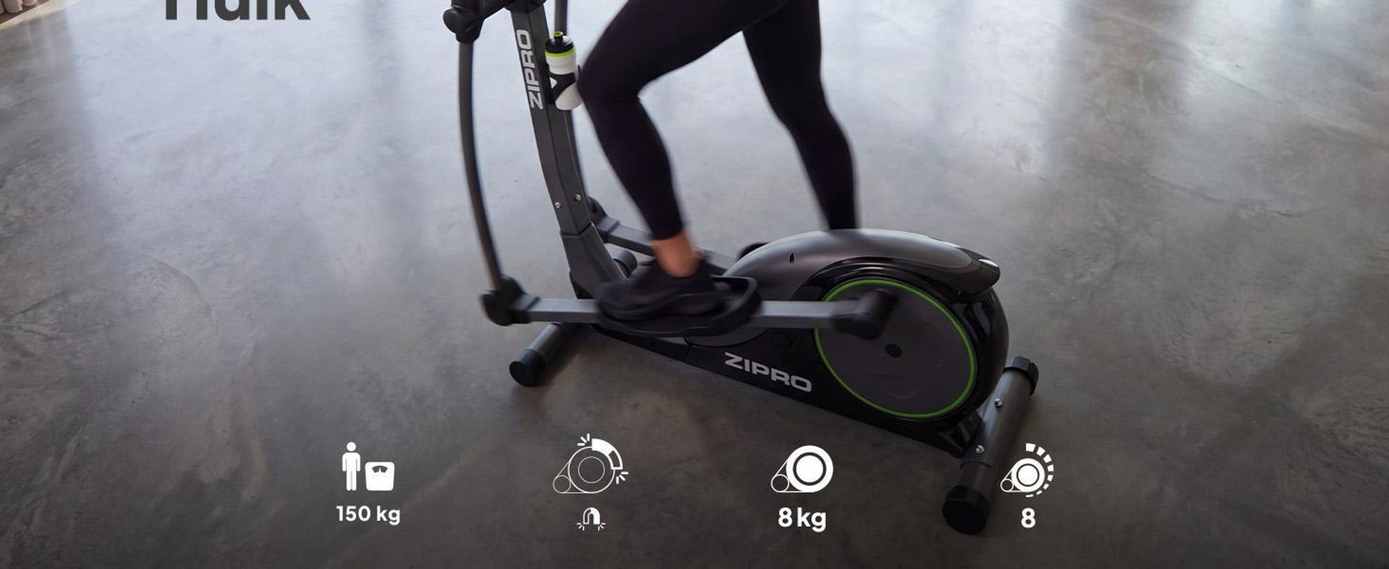 ZIPRO Crosstrainer Hulk Magnetischer Ellipsentrainer Heimtrainer für Zuhause bis 150kg Belastbar Fitnessgerät Leise 8 Stufen Pulssensor Tablet-Halter