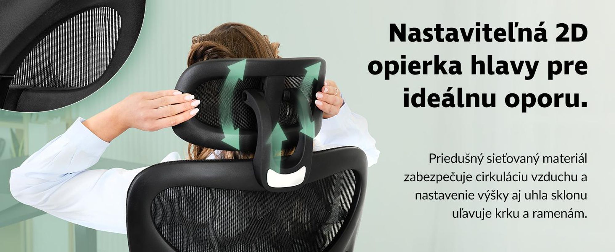 kancelárska stolička di volio Vataro - ergonomická kancelárska stolička s 2D opierkou hlavy a 4D podrúčkami, priedušným sedákom
